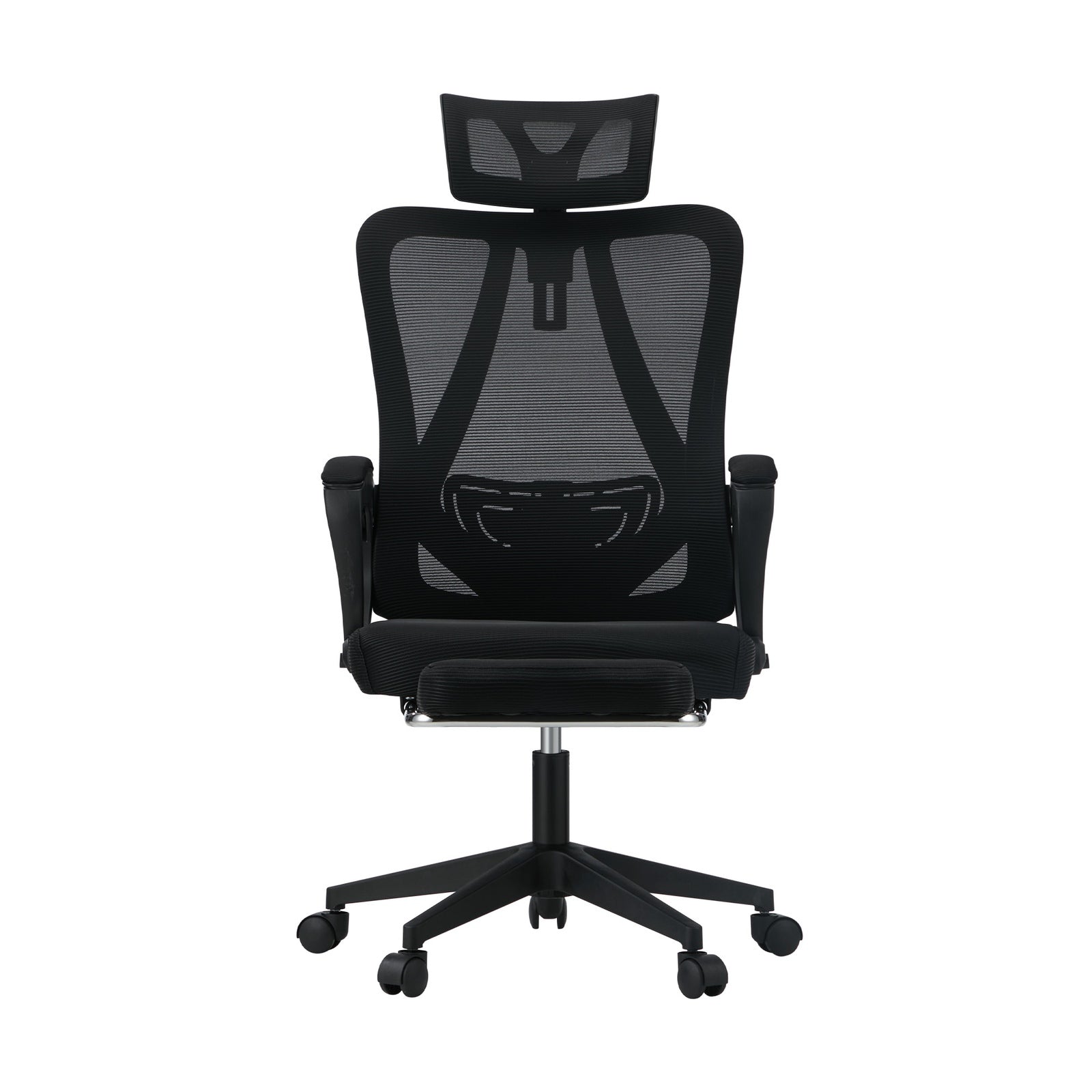 Oikiture Mesh Office Chair Adjustable Lumbar Support Reclining Footrest Black - Sunyee