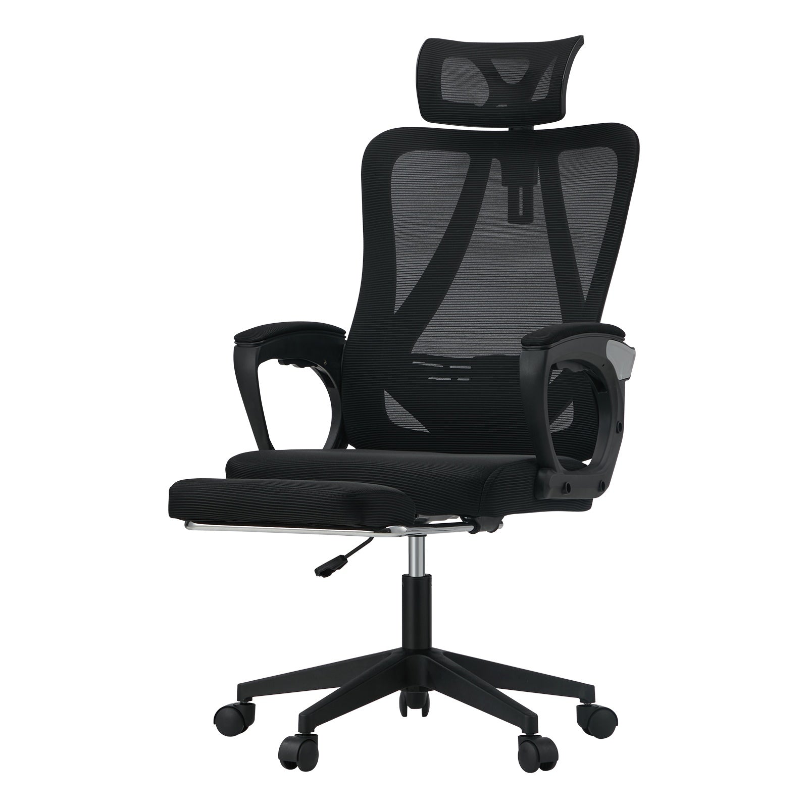 Oikiture Mesh Office Chair Adjustable Lumbar Support Reclining Footrest Black - Sunyee