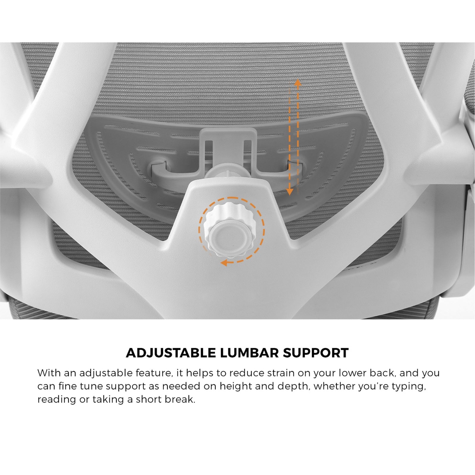 Oikiture Mesh Office Chair Adjustable Lumbar Support Reclining Footrest White - Sunyee