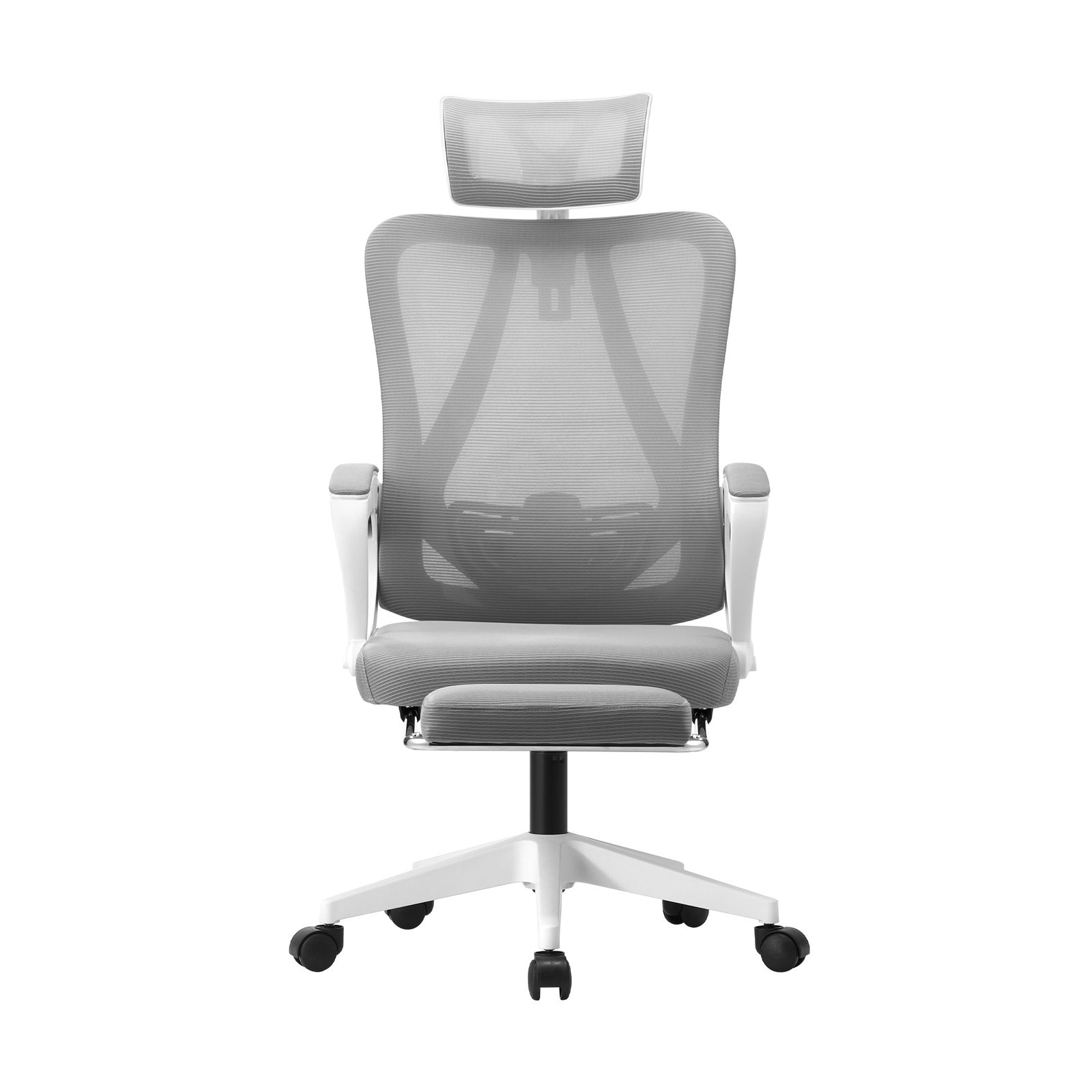 Oikiture Mesh Office Chair Adjustable Lumbar Support Reclining Footrest White - Sunyee