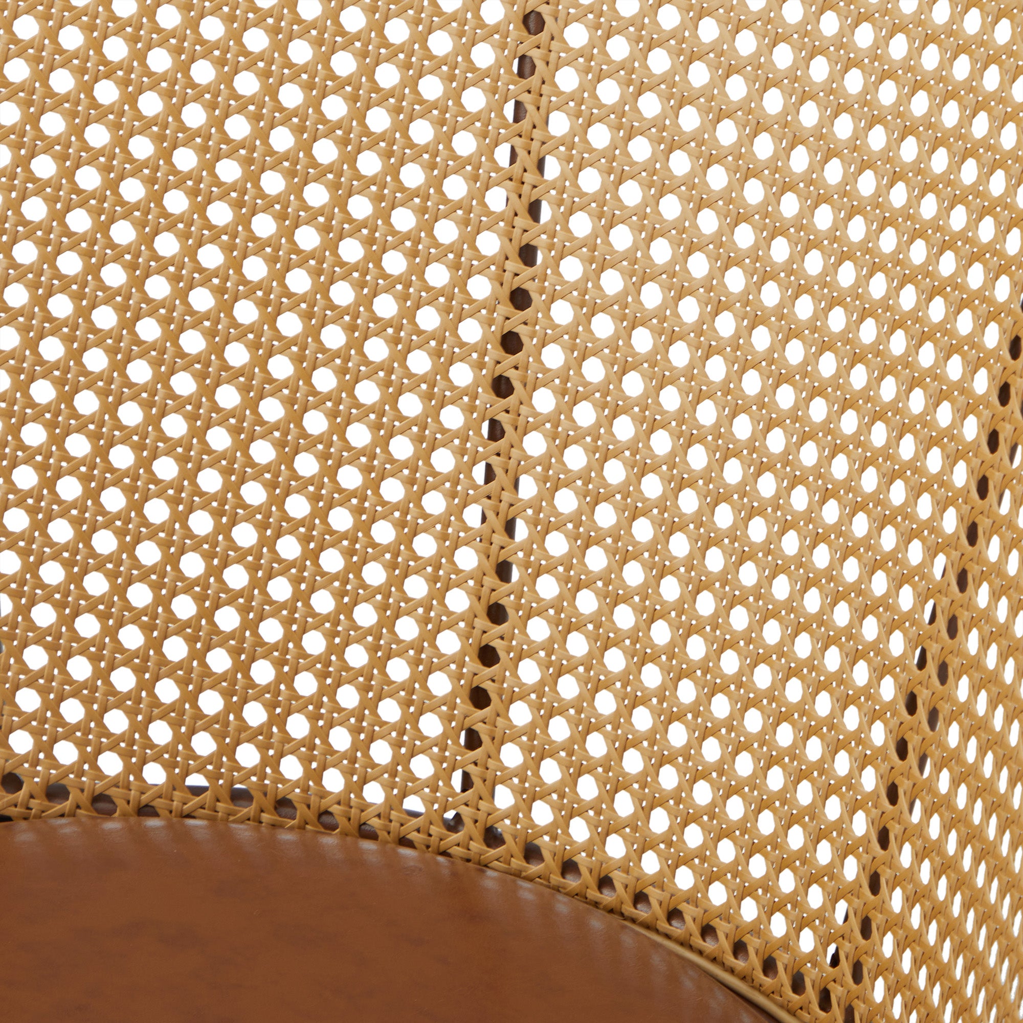 Oikiture Office Chair Executive Rattan Computer Chairs PU Leather Seat Brown - Sunyee