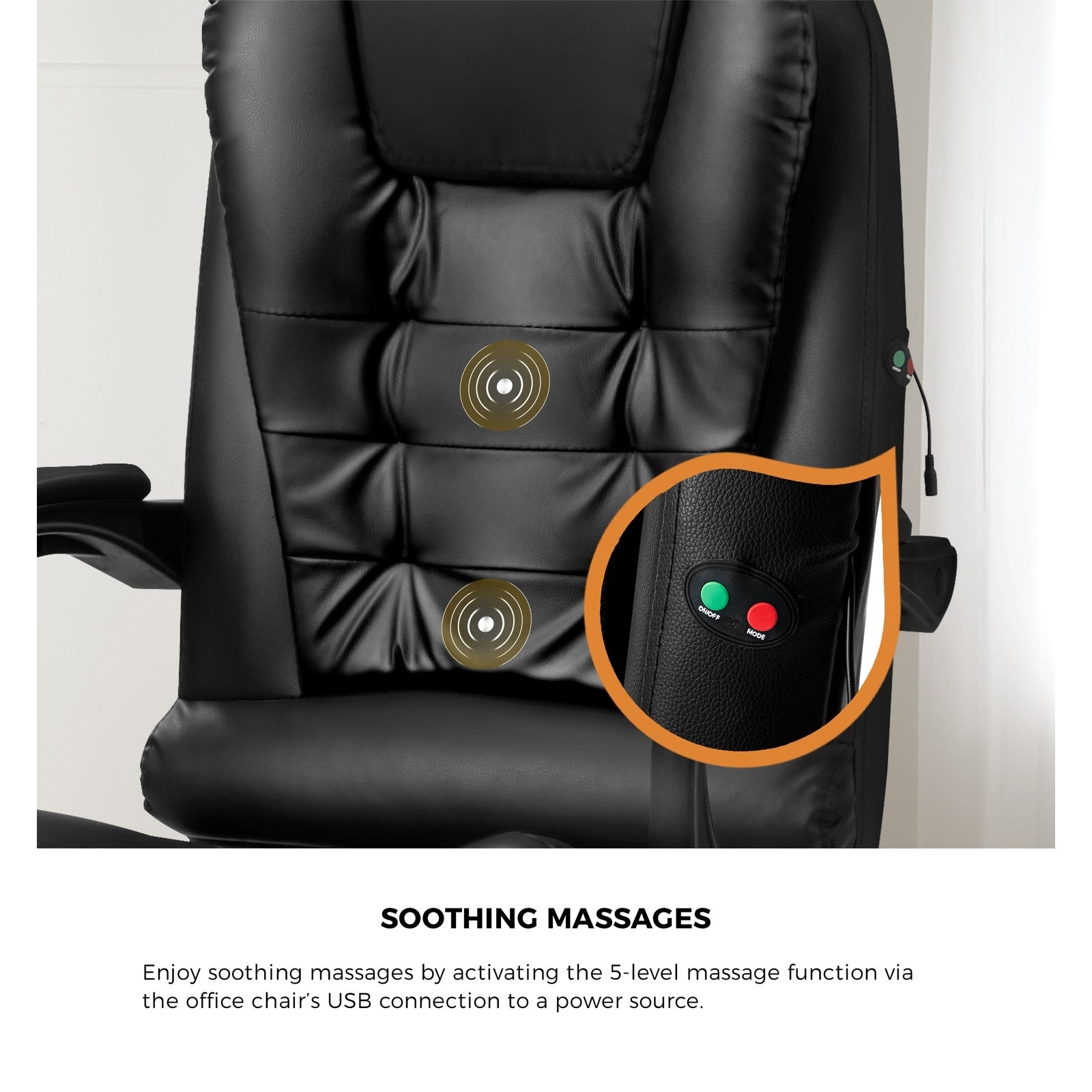 Oikiture Massage Office Chair Executive Gaming Racing Chairs PU Leather Black - Sunyee