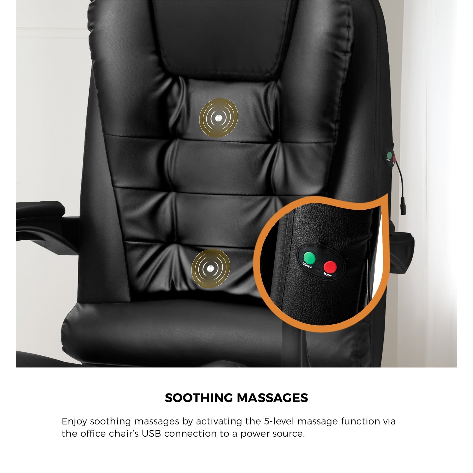 Oikiture Massage Office Chair Executive Gaming Racing Chairs PU w/Footrest Black - Sunyee