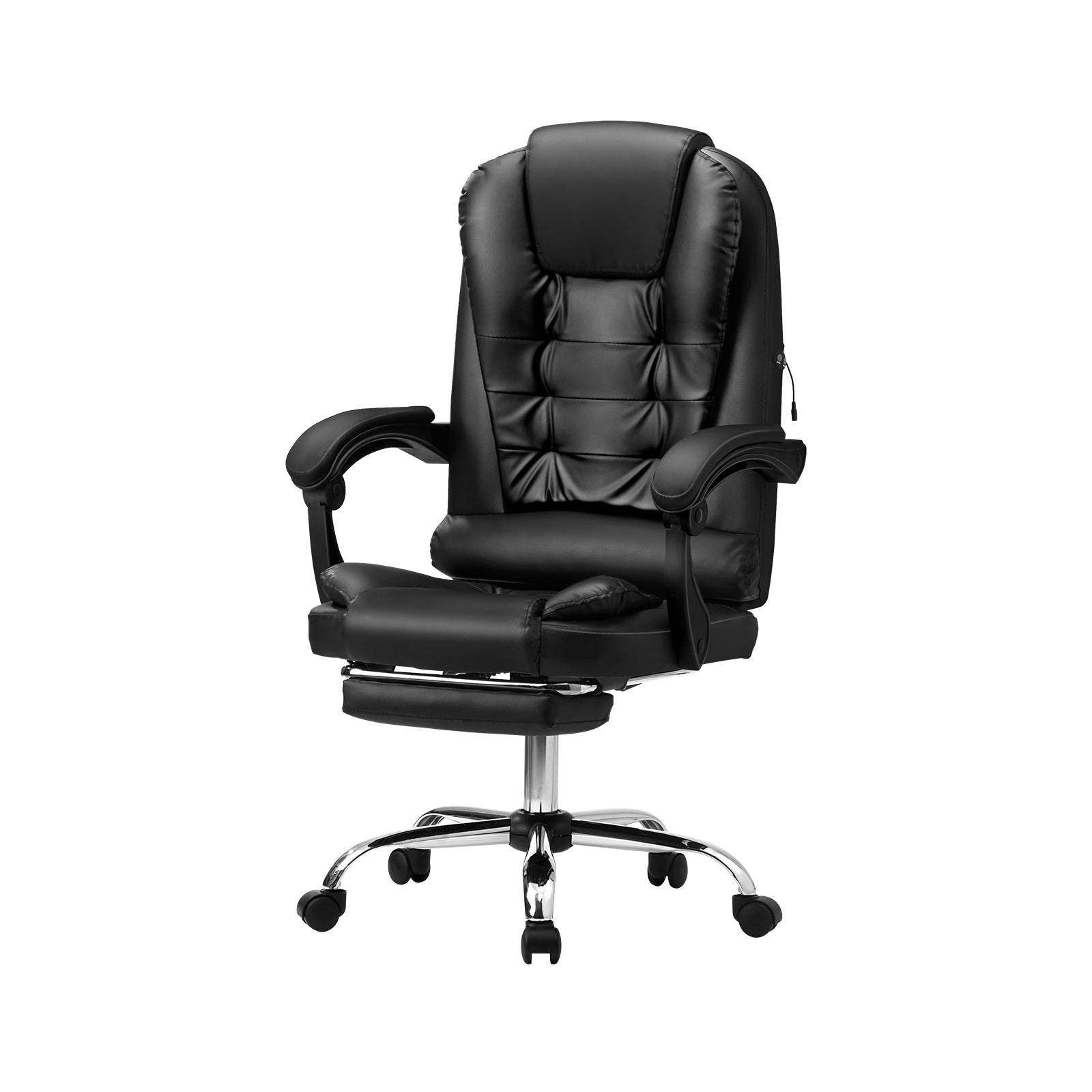Oikiture Massage Office Chair Executive Gaming Racing Chairs PU w/Footrest Black - Sunyee