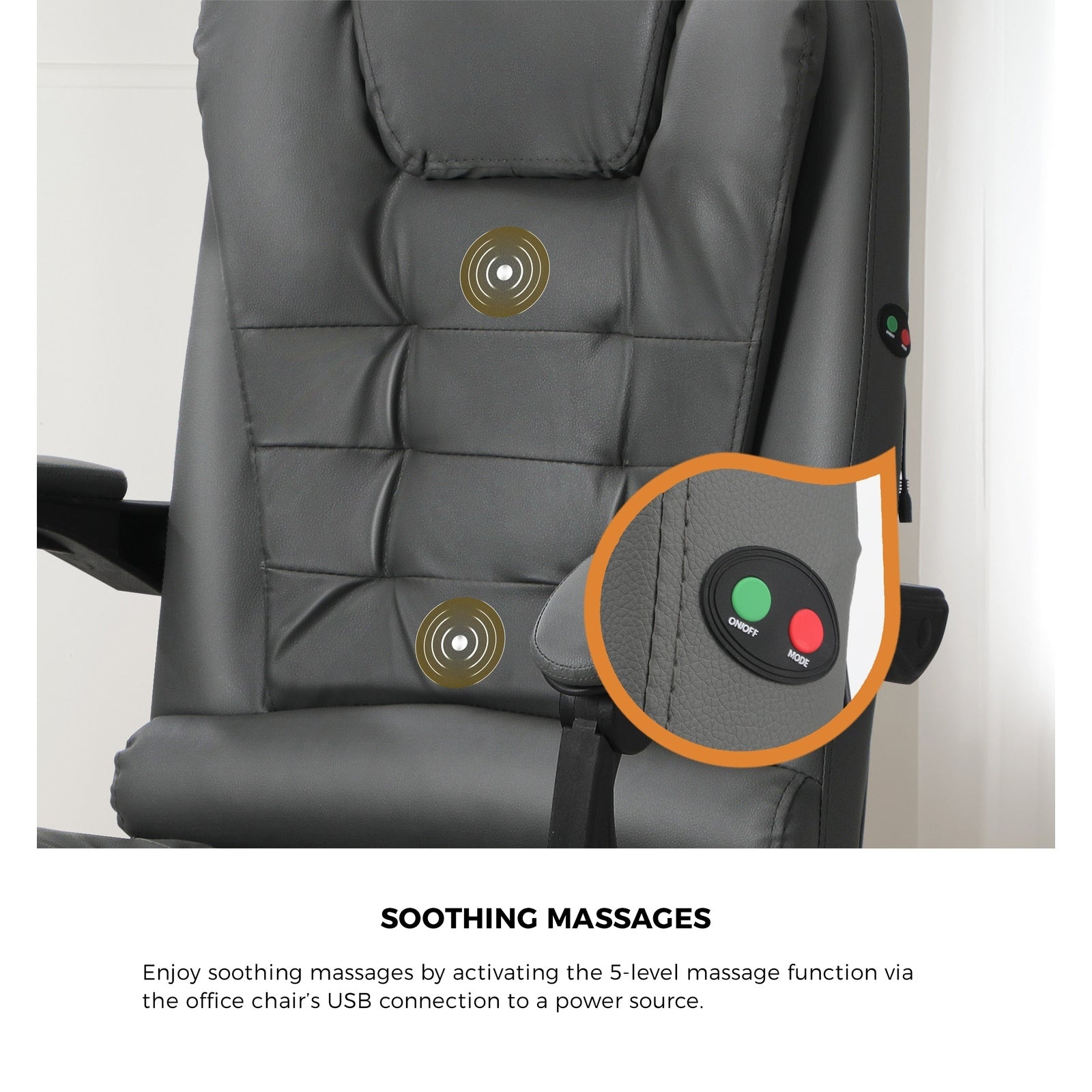 Oikiture Massage Office Chair Executive Gaming Racing Chairs PU Leather Grey - Sunyee