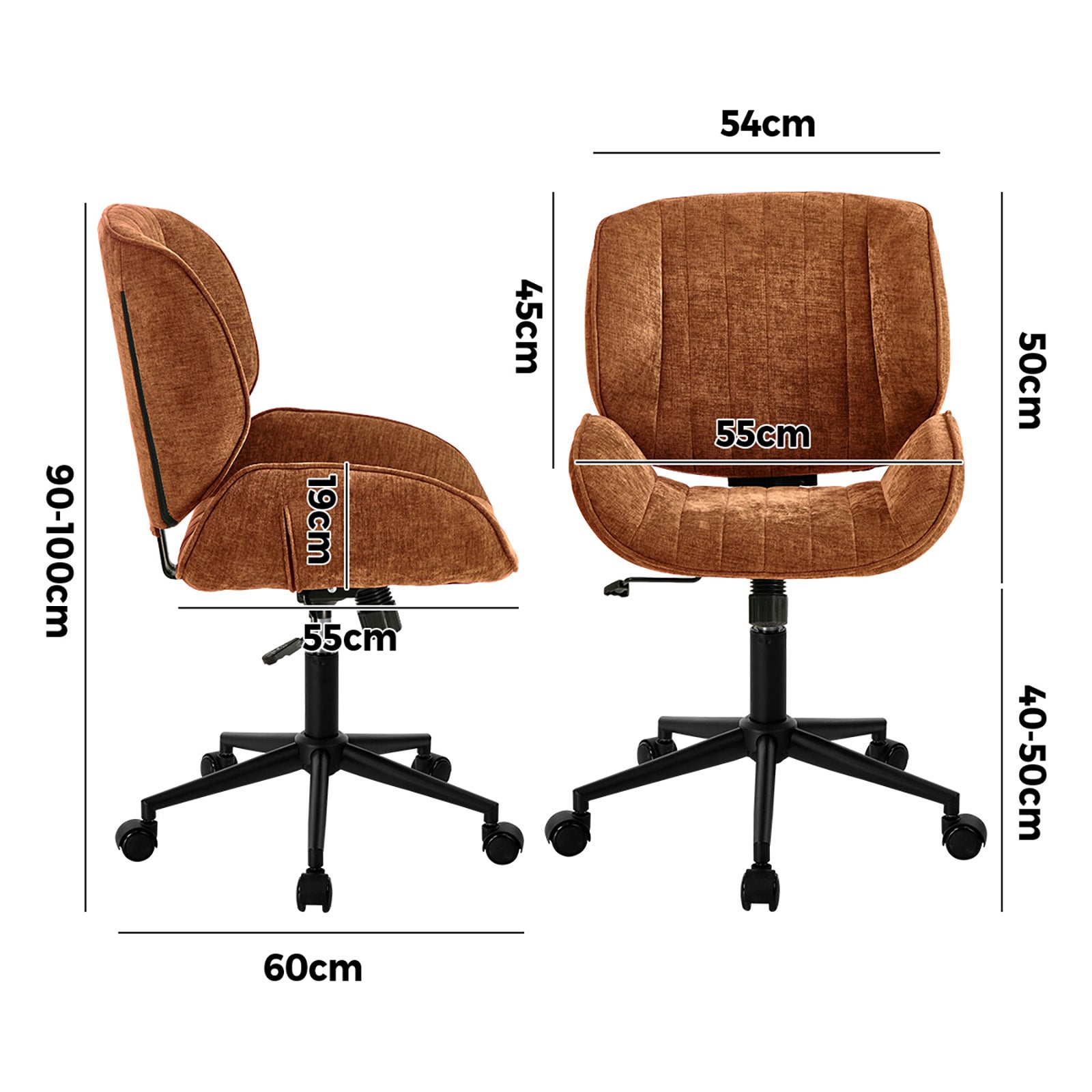 Oikiture Armless Office Chair Mid Back Swivel Gaming Desk Chair w/ Wheels Orange