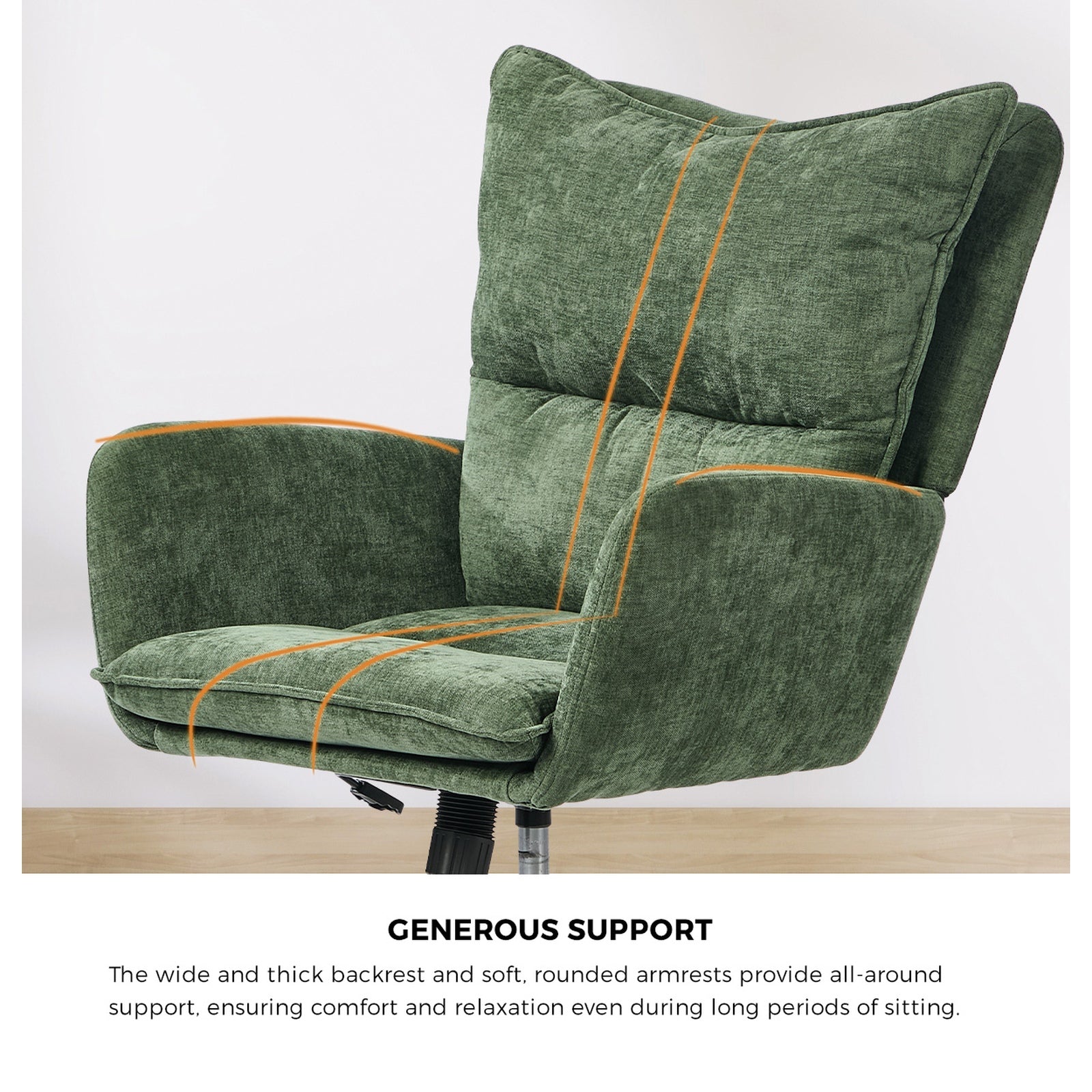 Oikiture Mid Back Office Chair Swivel Desk Chair Wide Seat Armrest Green