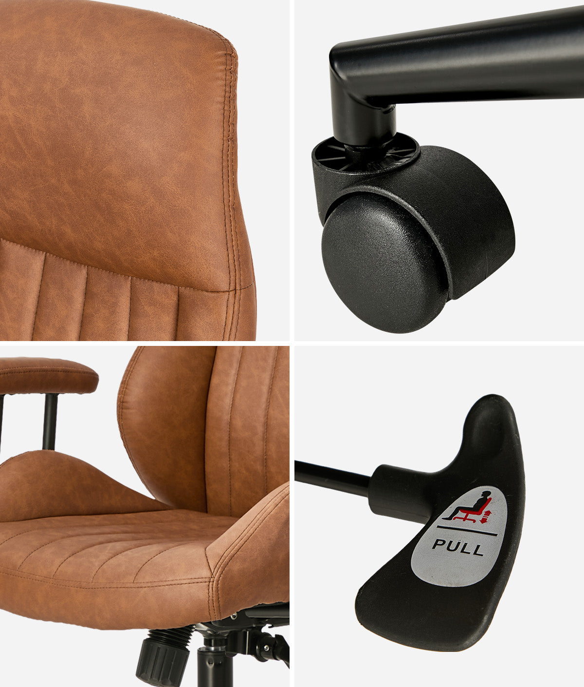Oikiture Office Chair High Back Swivel Rolling Gaming Computer Chairs Brown