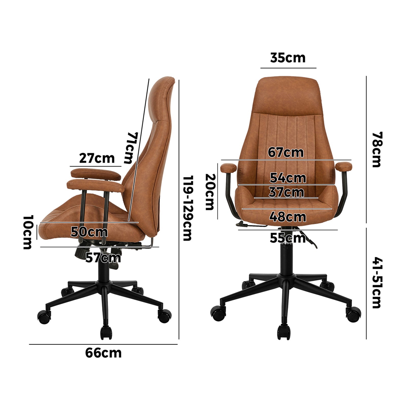 Oikiture Office Chair High Back Swivel Rolling Gaming Computer Chairs Brown