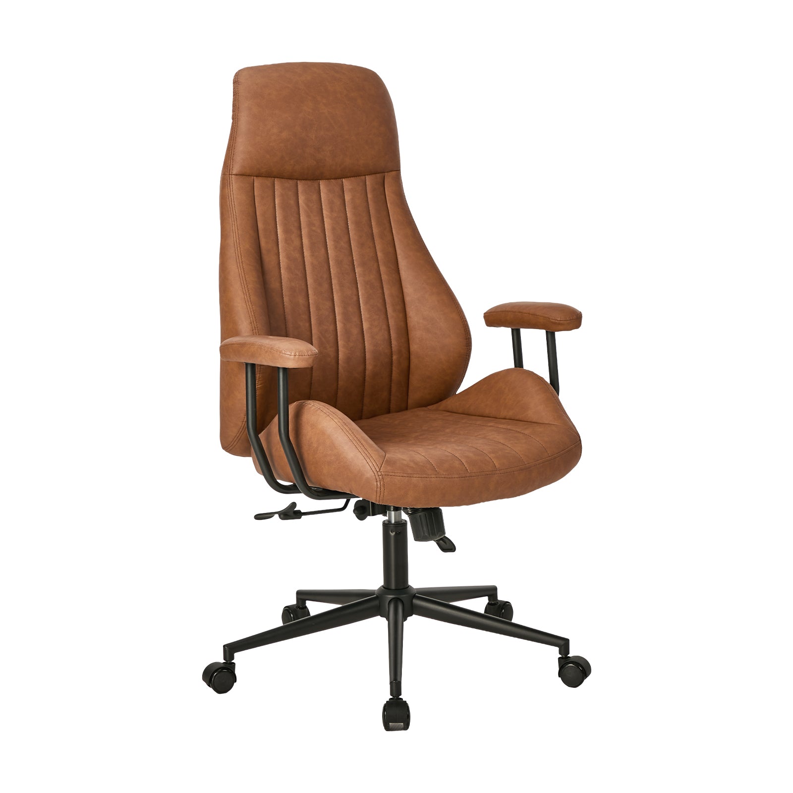 Oikiture Office Chair High Back Swivel Rolling Gaming Computer Chairs Brown