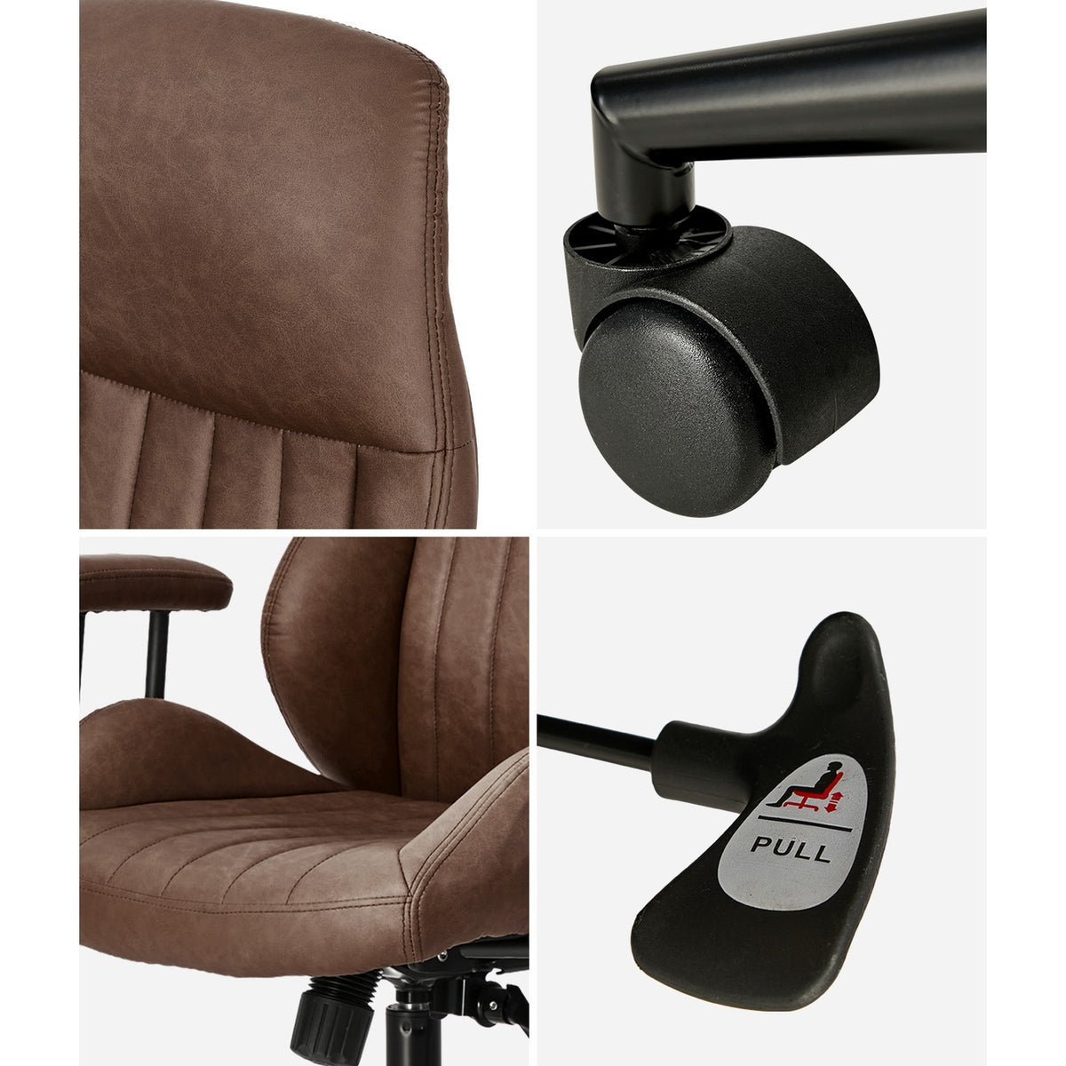 Oikiture Office Chair High Back Swivel Rolling Gaming Computer Chairs Dark Brown - Sunyee