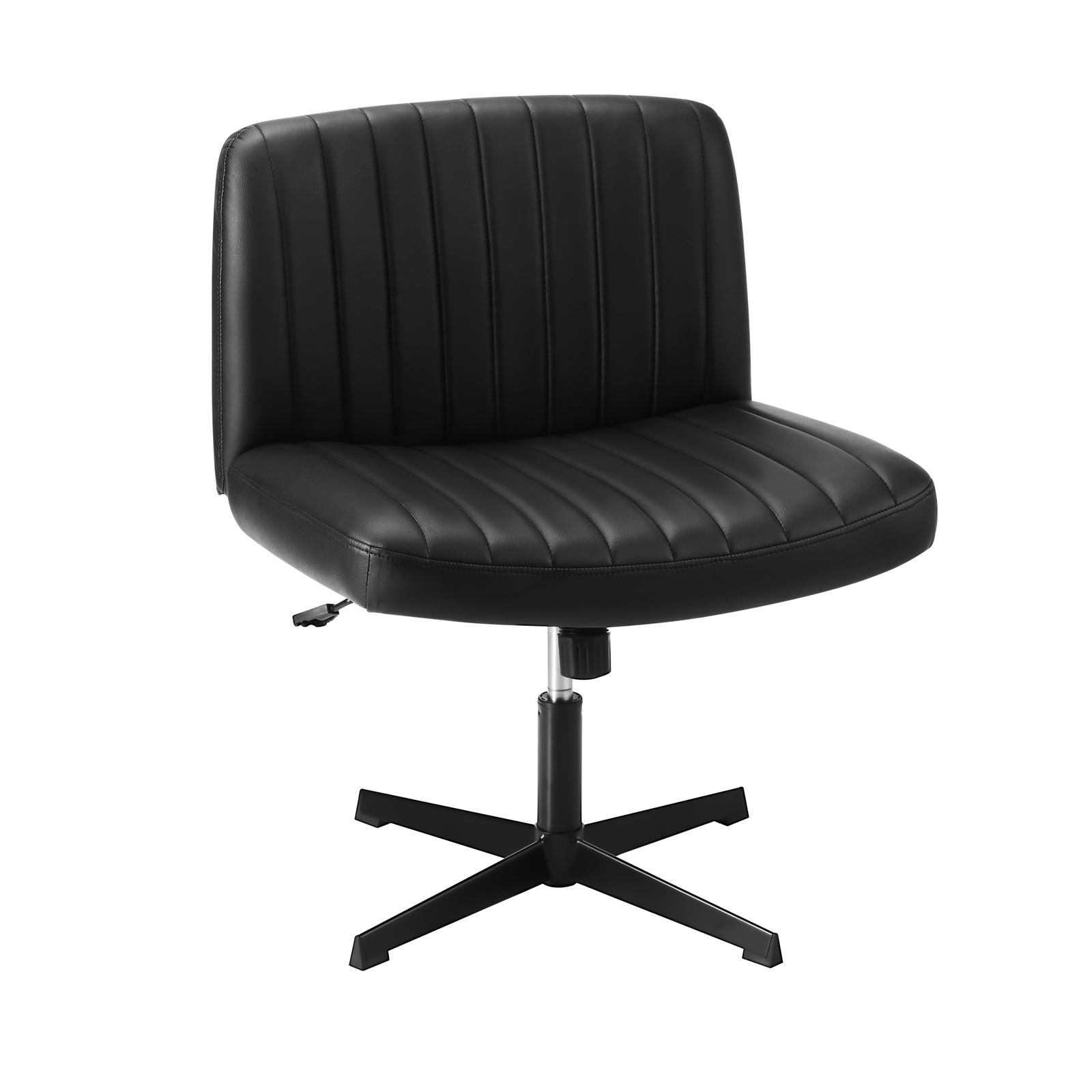 Oikiture Mid Back Armless Office Desk Chair Wide Seat PU Leather Black - Sunyee