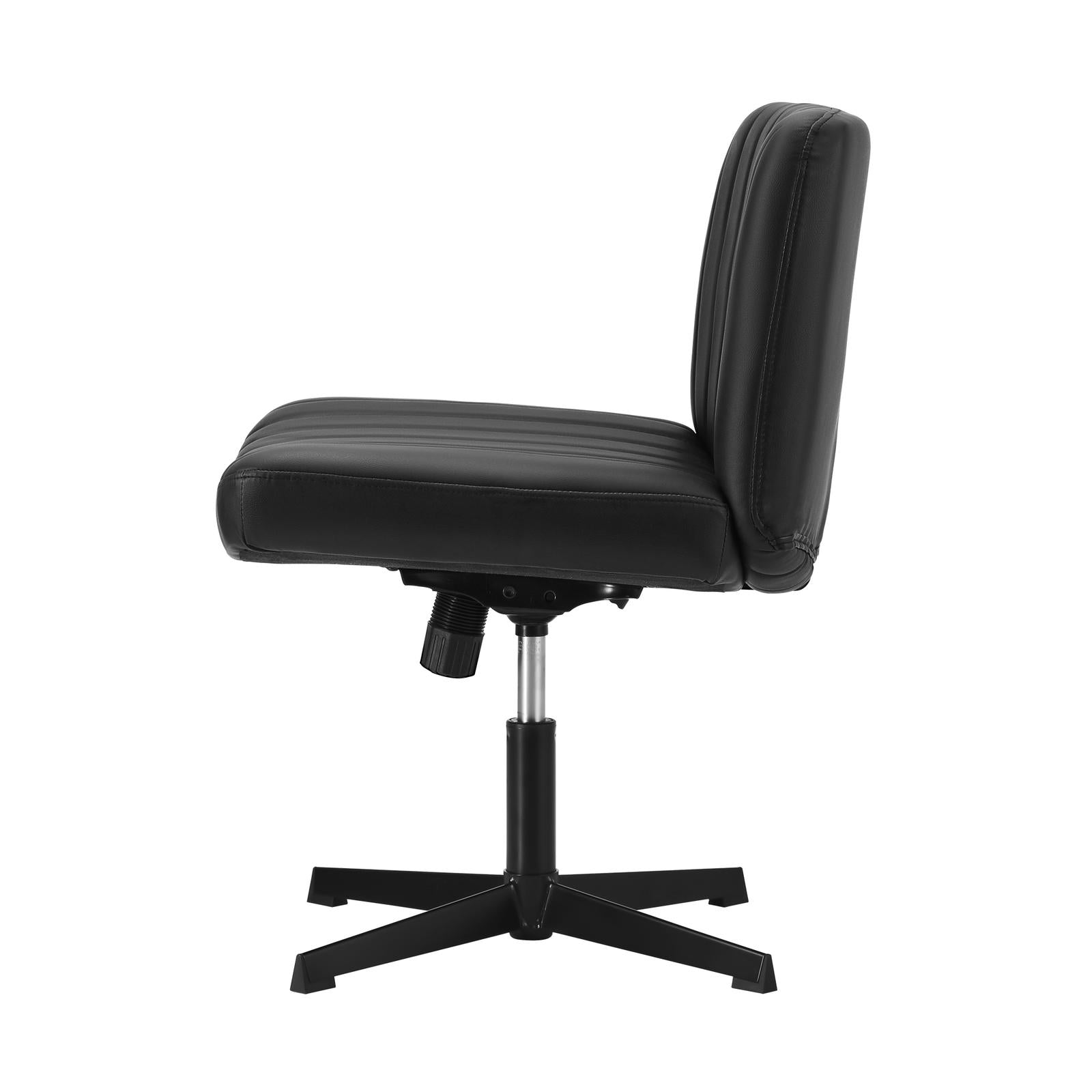 Oikiture Mid Back Armless Office Desk Chair Wide Seat PU Leather Black - Sunyee