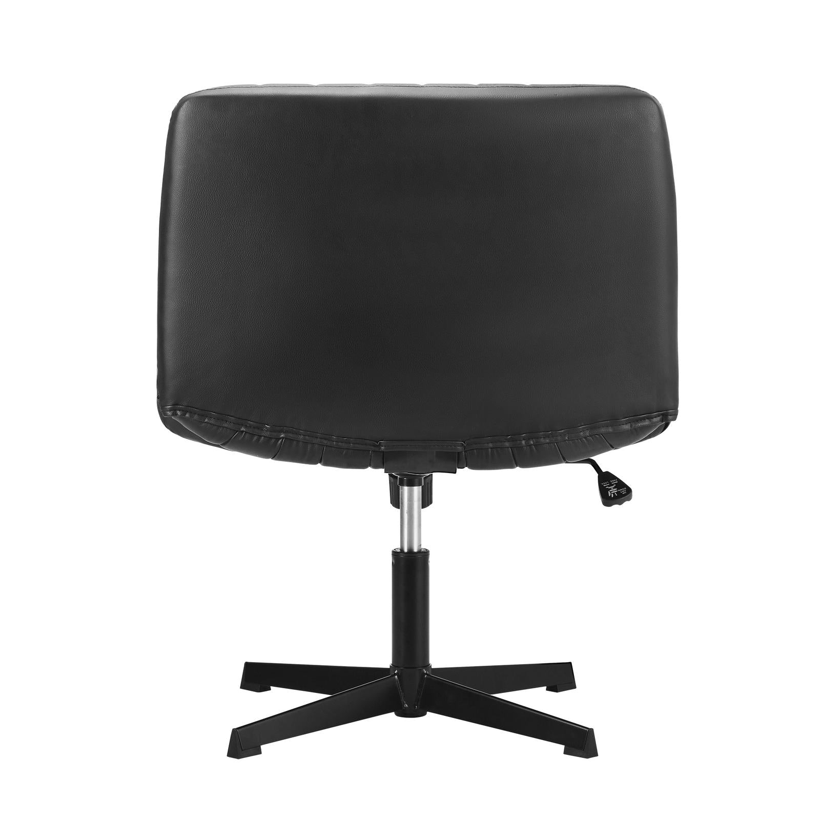 Oikiture Mid Back Armless Office Desk Chair Wide Seat PU Leather Black - Sunyee
