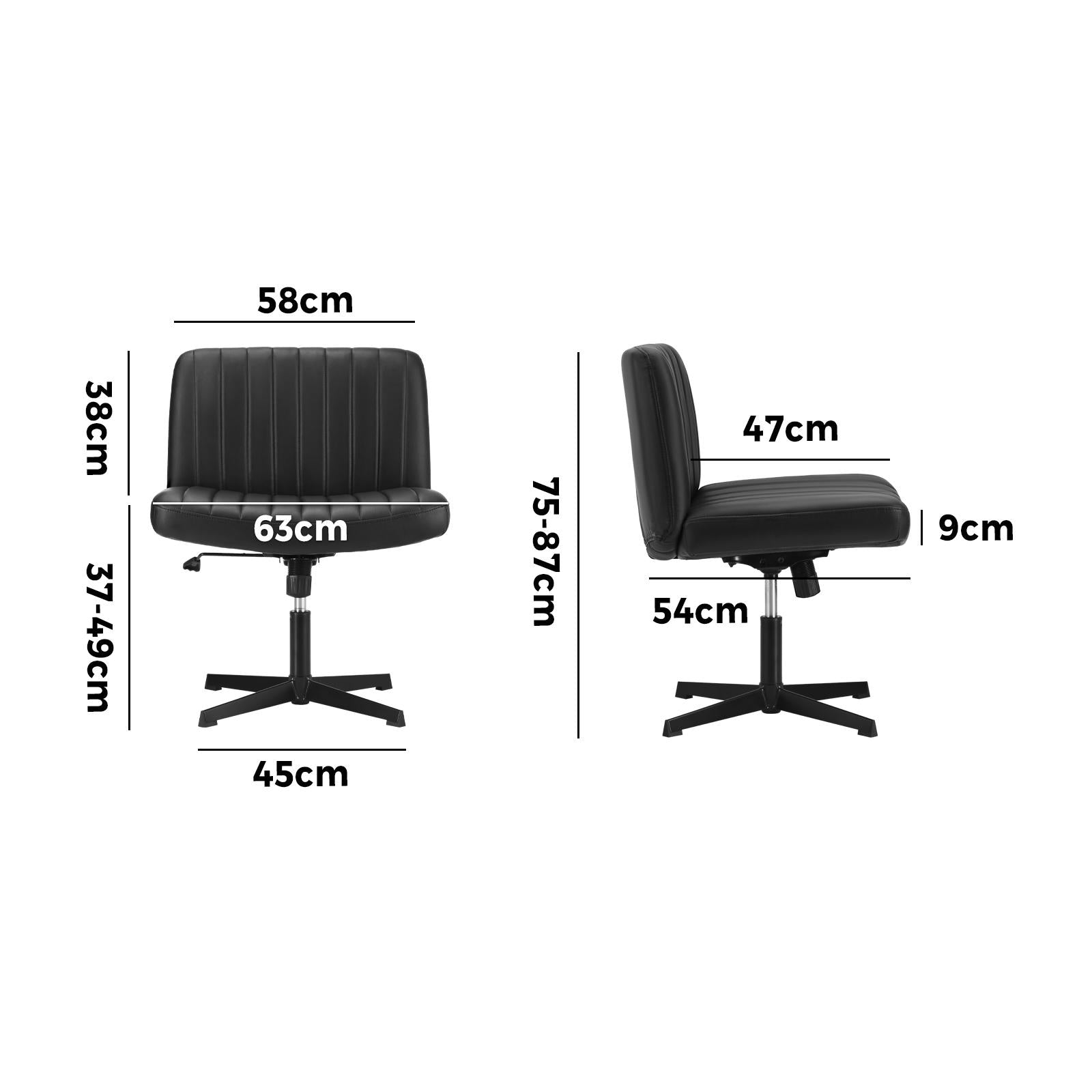 Oikiture Mid Back Armless Office Desk Chair Wide Seat PU Leather Black - Sunyee