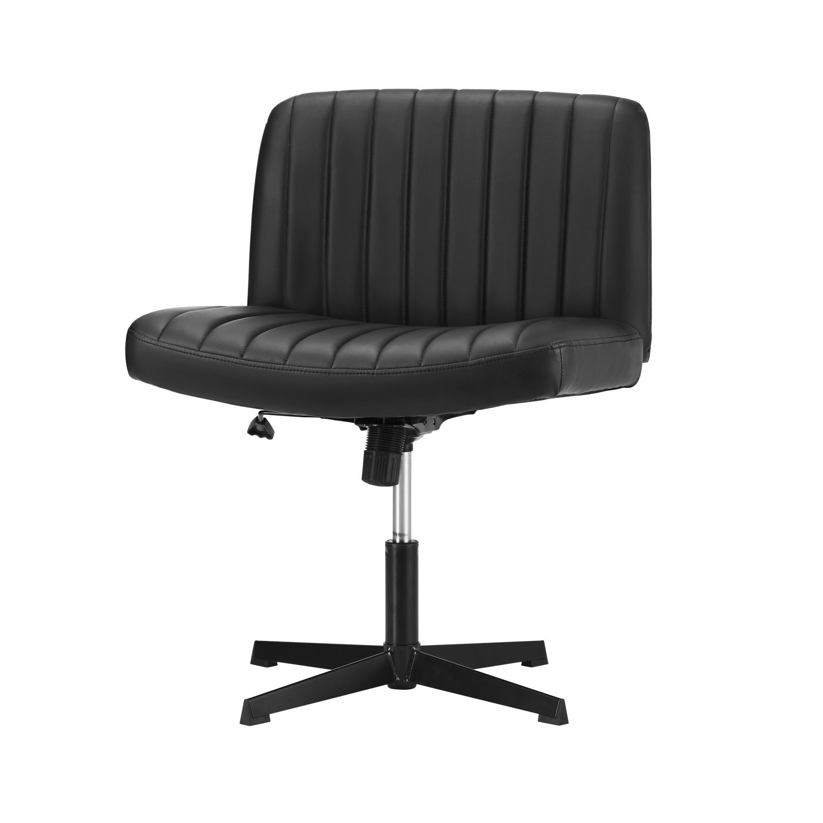 Oikiture Mid Back Armless Office Desk Chair Wide Seat PU Leather Black - Sunyee