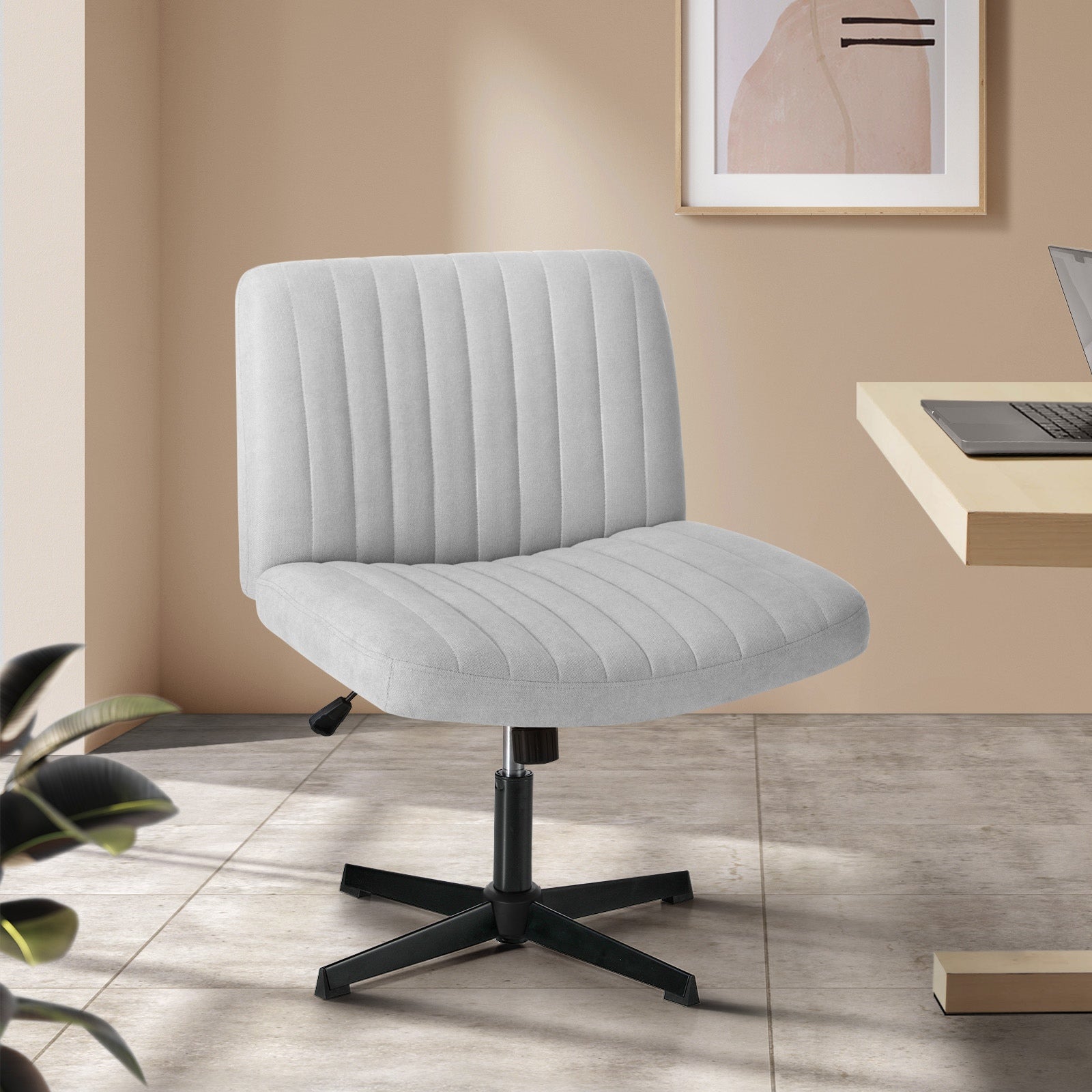 Oikiture Mid Back Armless Office Desk Chair Height Adjustable Wide Seat Grey - Sunyee