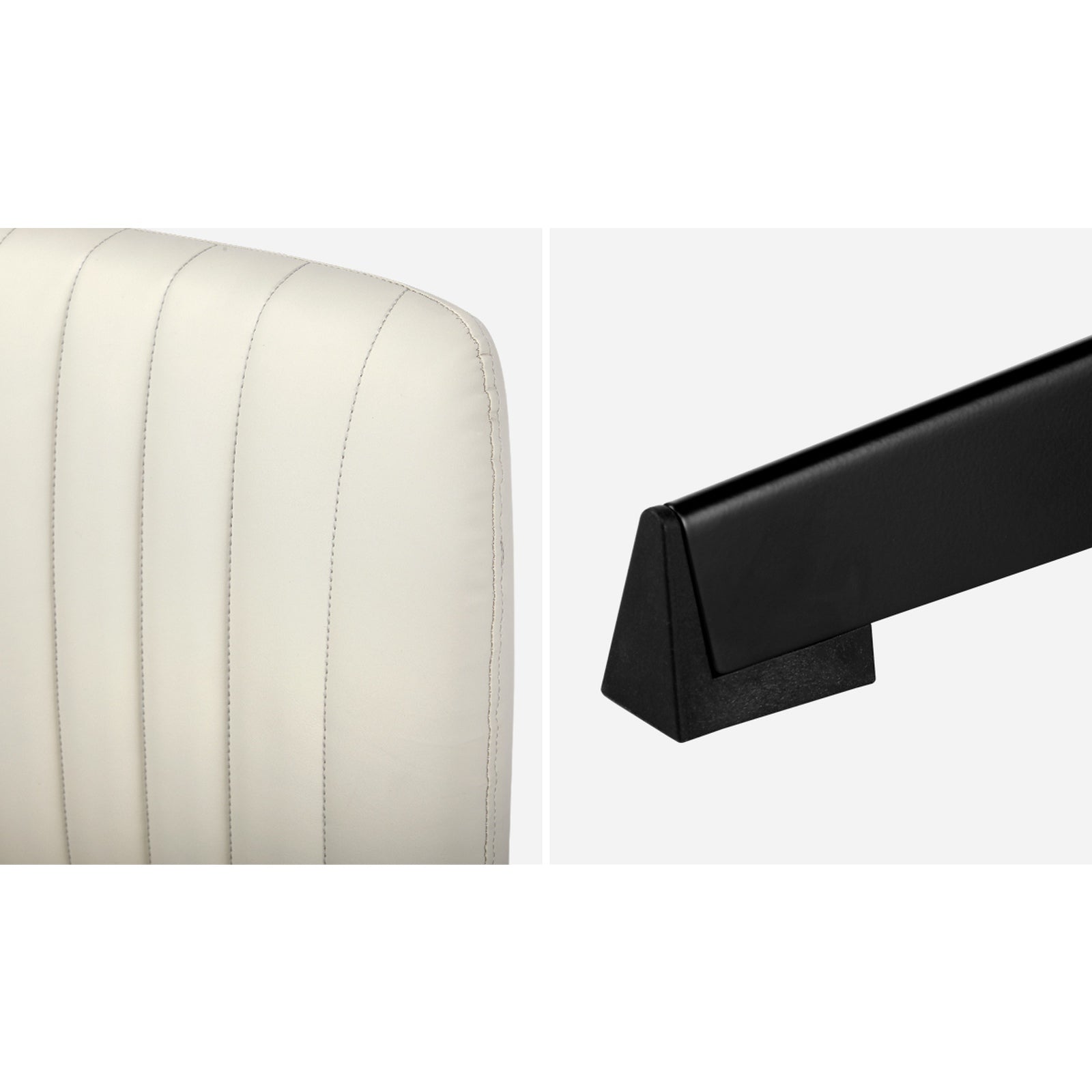 Oikiture Mid Back Armless Office Desk Chair Wide Seat PU Leather Beige - Sunyee