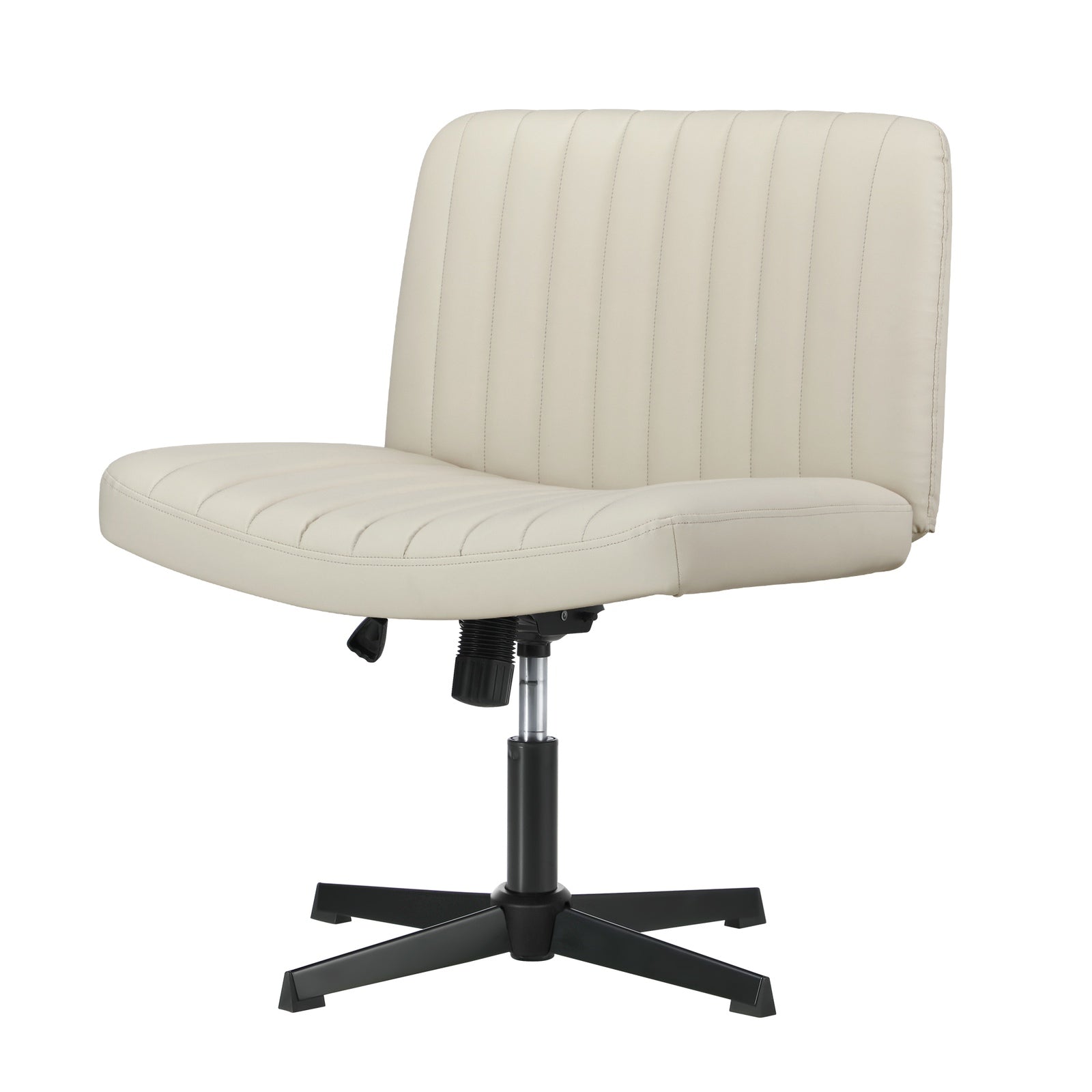 Oikiture Mid Back Armless Office Desk Chair Wide Seat PU Leather Beige - Sunyee