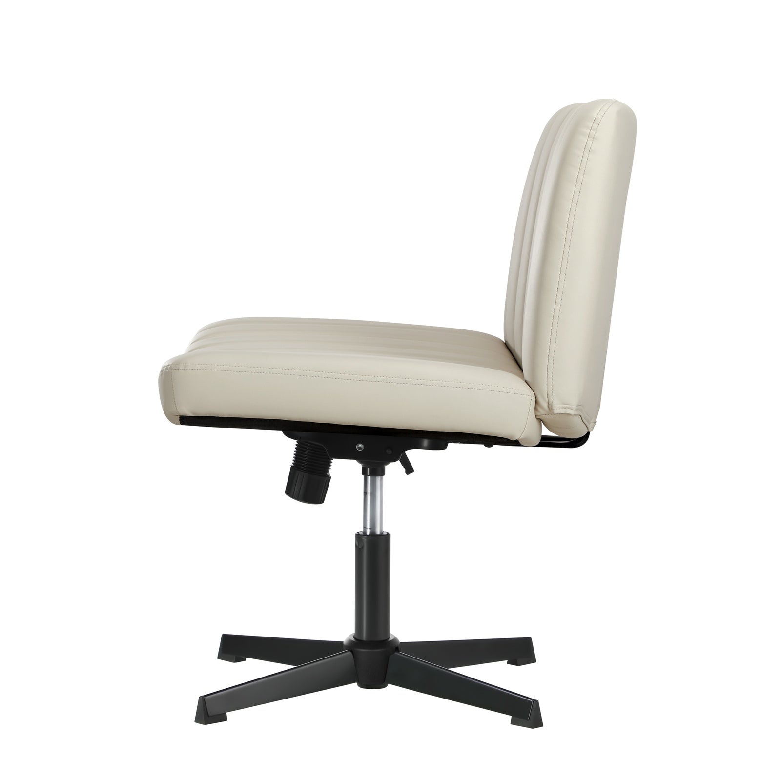 Oikiture Mid Back Armless Office Desk Chair Wide Seat PU Leather Beige - Sunyee