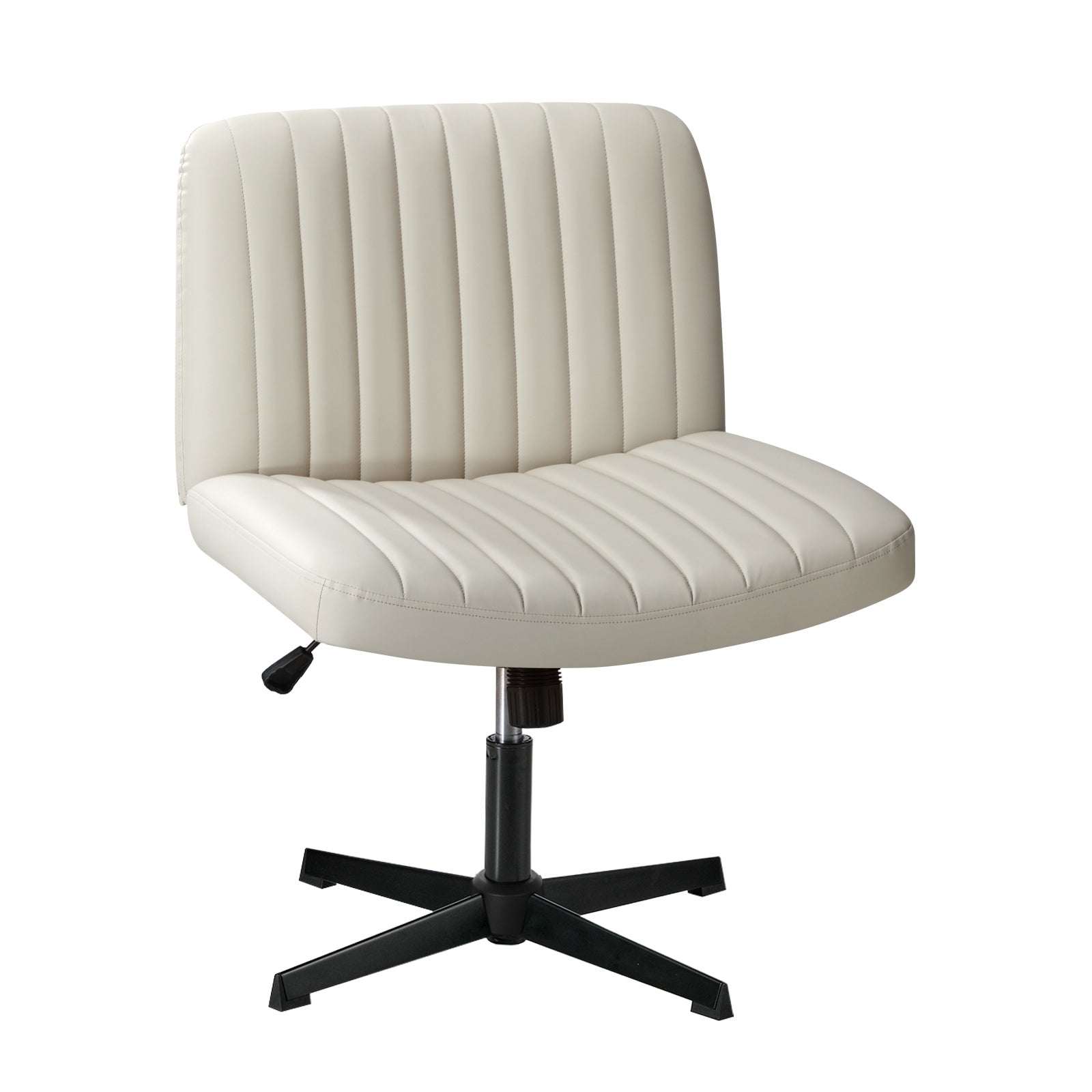 Oikiture Mid Back Armless Office Desk Chair Wide Seat PU Leather Beige - Sunyee