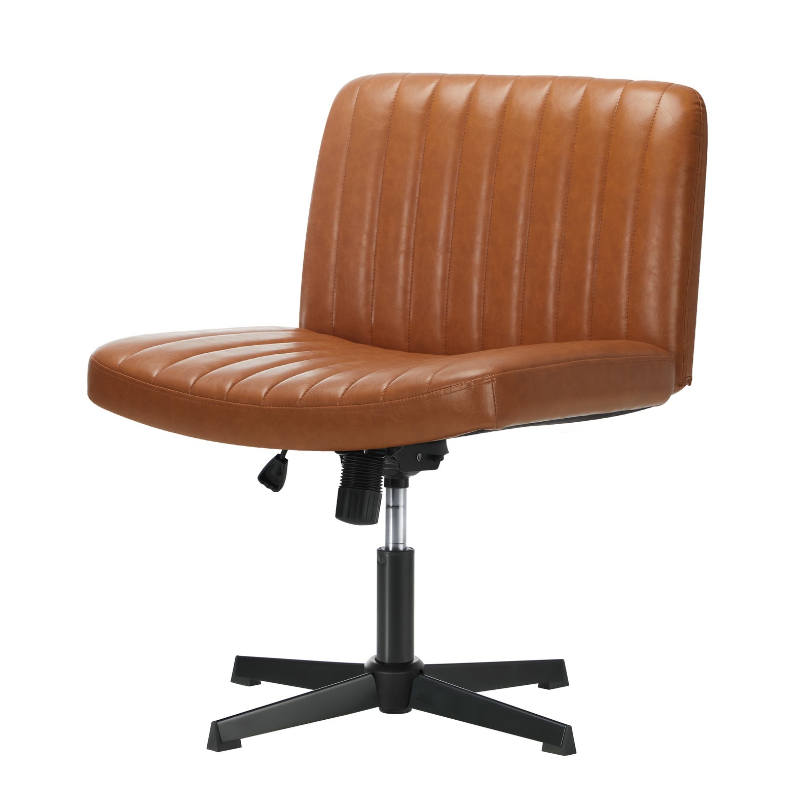 Oikiture Mid Back Armless Office Desk Chair Wide Seat PU Leather Brown - Sunyee