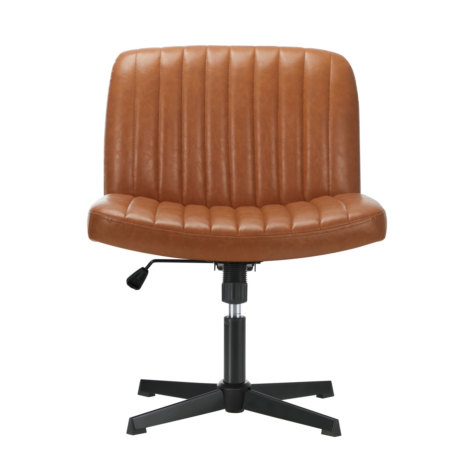 Oikiture Mid Back Armless Office Desk Chair Wide Seat PU Leather Brown - Sunyee