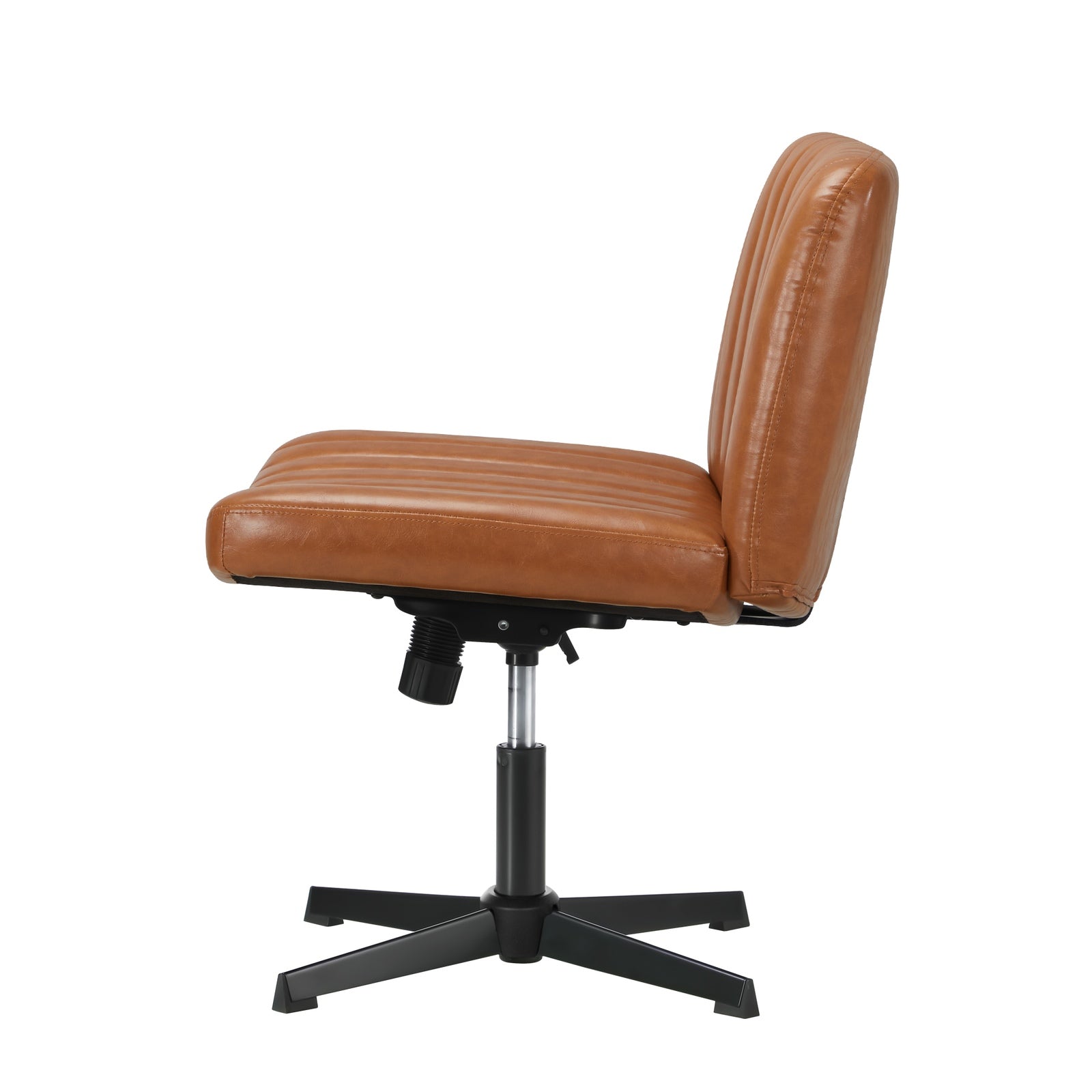 Oikiture Mid Back Armless Office Desk Chair Wide Seat PU Leather Brown - Sunyee