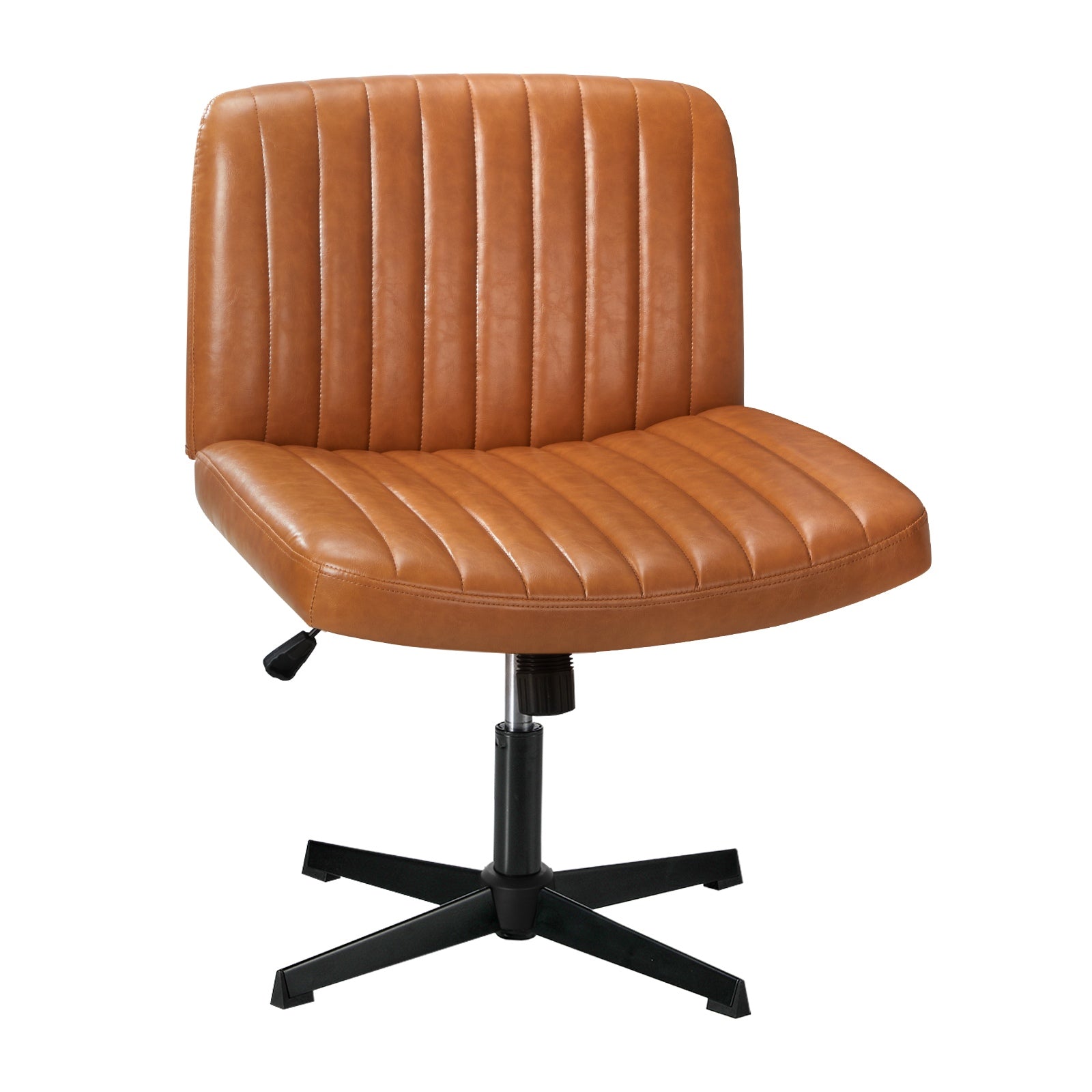 Oikiture Mid Back Armless Office Desk Chair Wide Seat PU Leather Brown - Sunyee