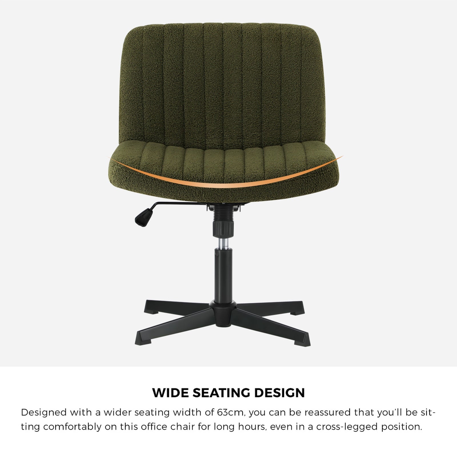 Oikiture Mid Back Armless Office Desk Chair Wide Seat Sherpa Green - Sunyee