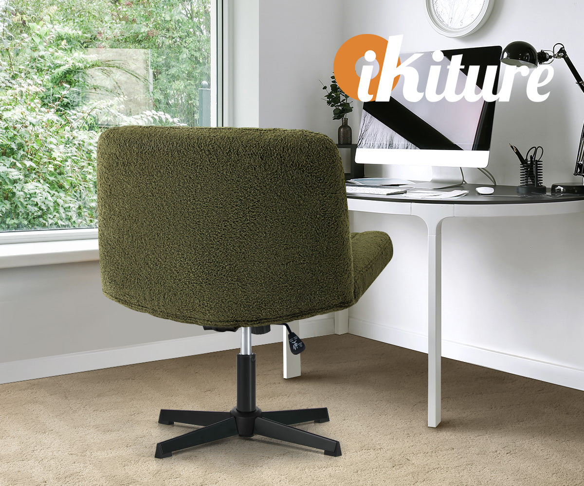 Oikiture Mid Back Armless Office Desk Chair Wide Seat Sherpa Green - Sunyee
