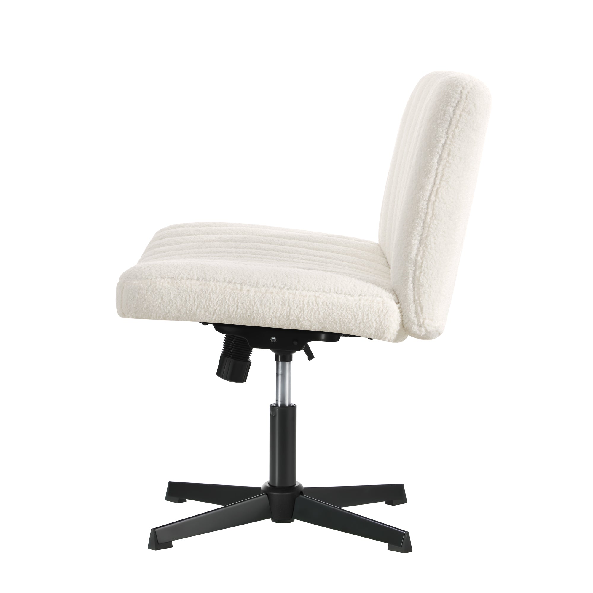 Oikiture Mid Back Armless Office Desk Chair Wide Seat Sherpa White - Sunyee