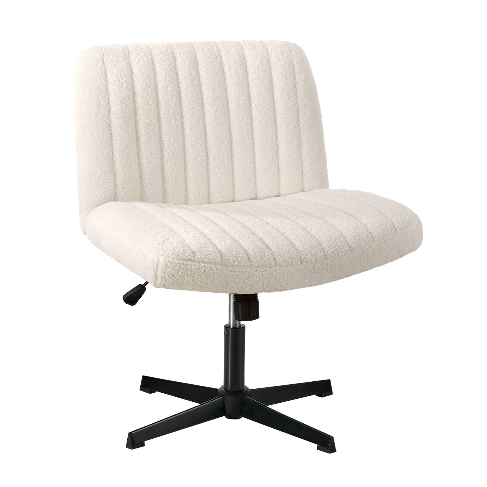 Oikiture Mid Back Armless Office Desk Chair Wide Seat Sherpa White - Sunyee