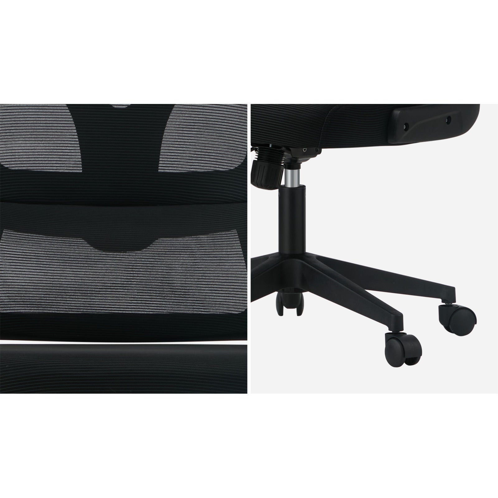Oikiture Mesh Office Chair Adjustable Lumbar Support Reclining D-Shape Black - Sunyee