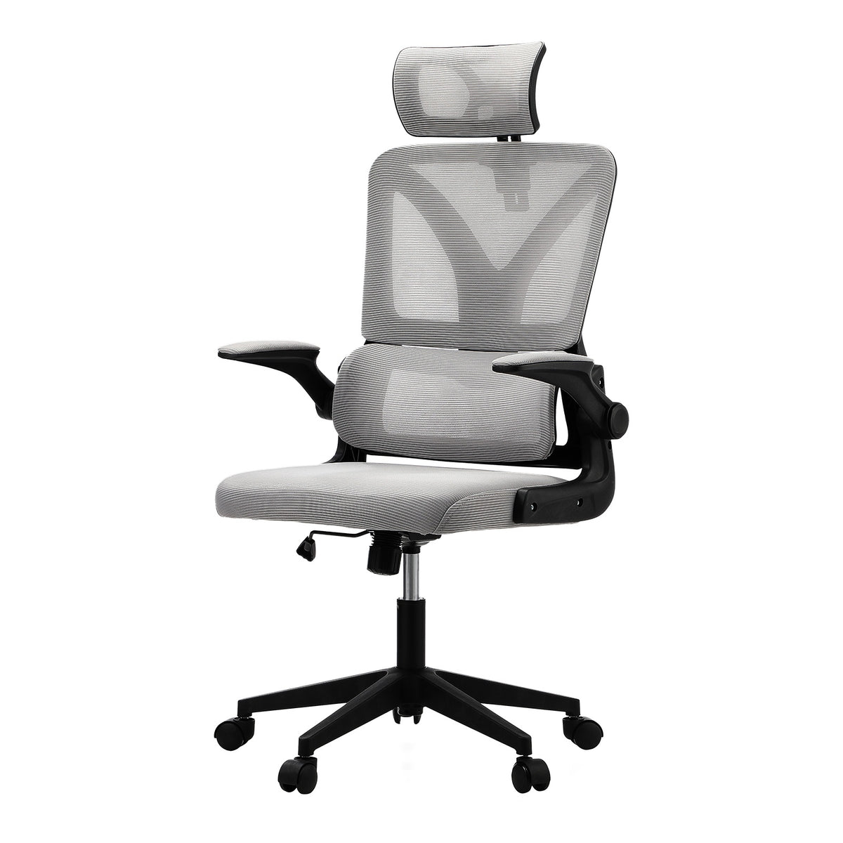 Oikiture Mesh Office Chair Adjustable Lumbar Support Reclining D-Shape BK&GY - Sunyee
