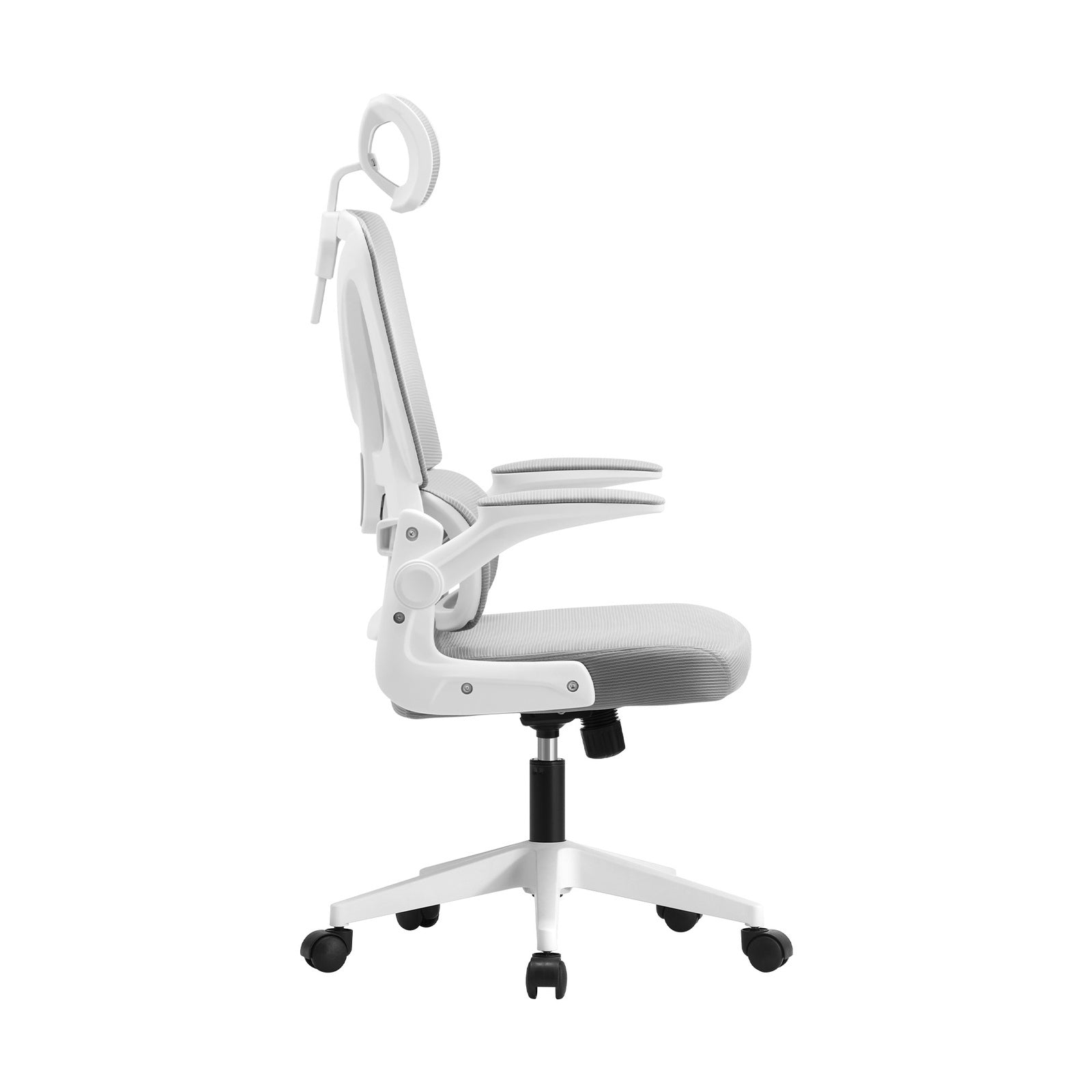 Oikiture Mesh Office Chair Adjustable Lumbar Support Reclining D-Shape White - Sunyee