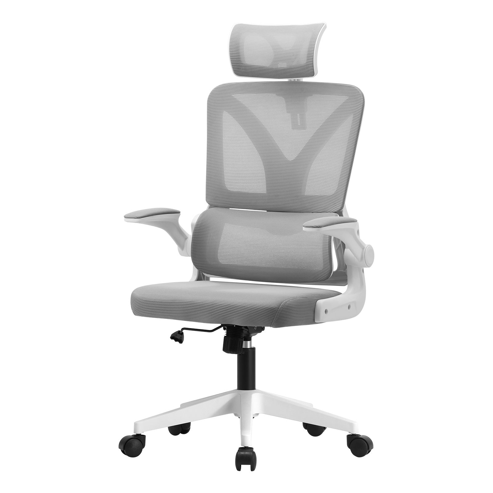Oikiture Mesh Office Chair Adjustable Lumbar Support Reclining D-Shape White - Sunyee