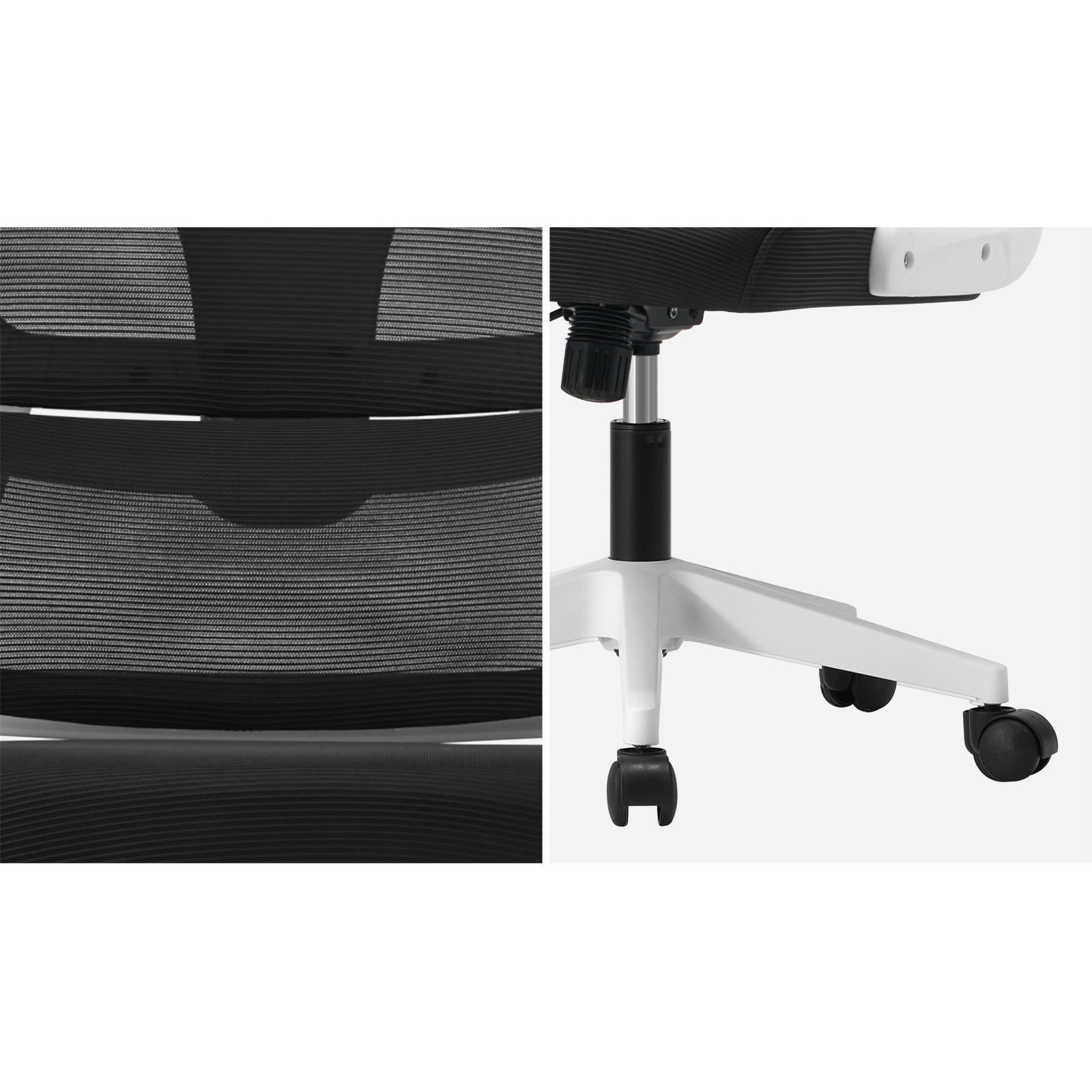 Oikiture Mesh Office Chair Adjustable Lumbar Support Reclining D-Shape WH&BK - Sunyee