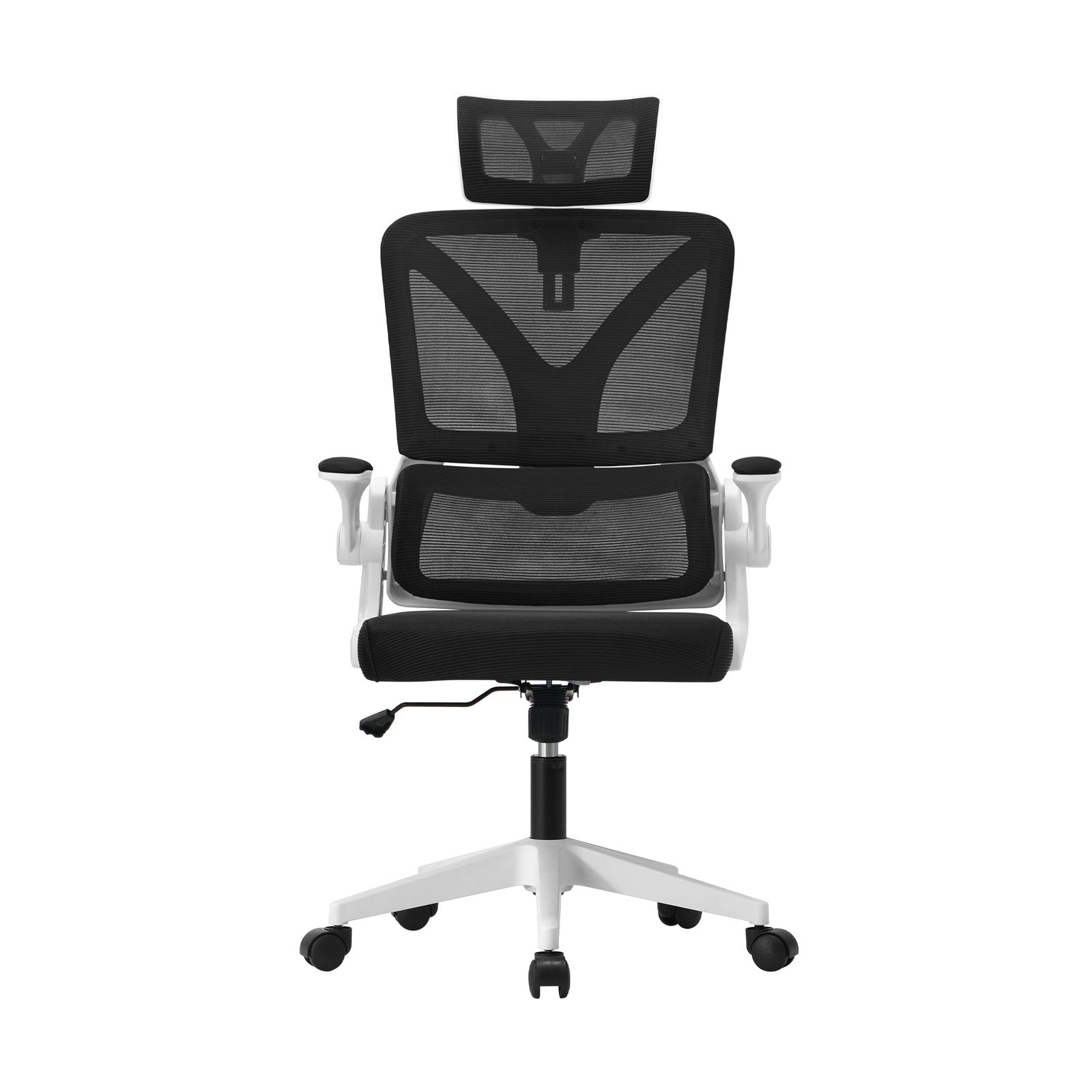 Oikiture Mesh Office Chair Adjustable Lumbar Support Reclining D-Shape WH&BK - Sunyee