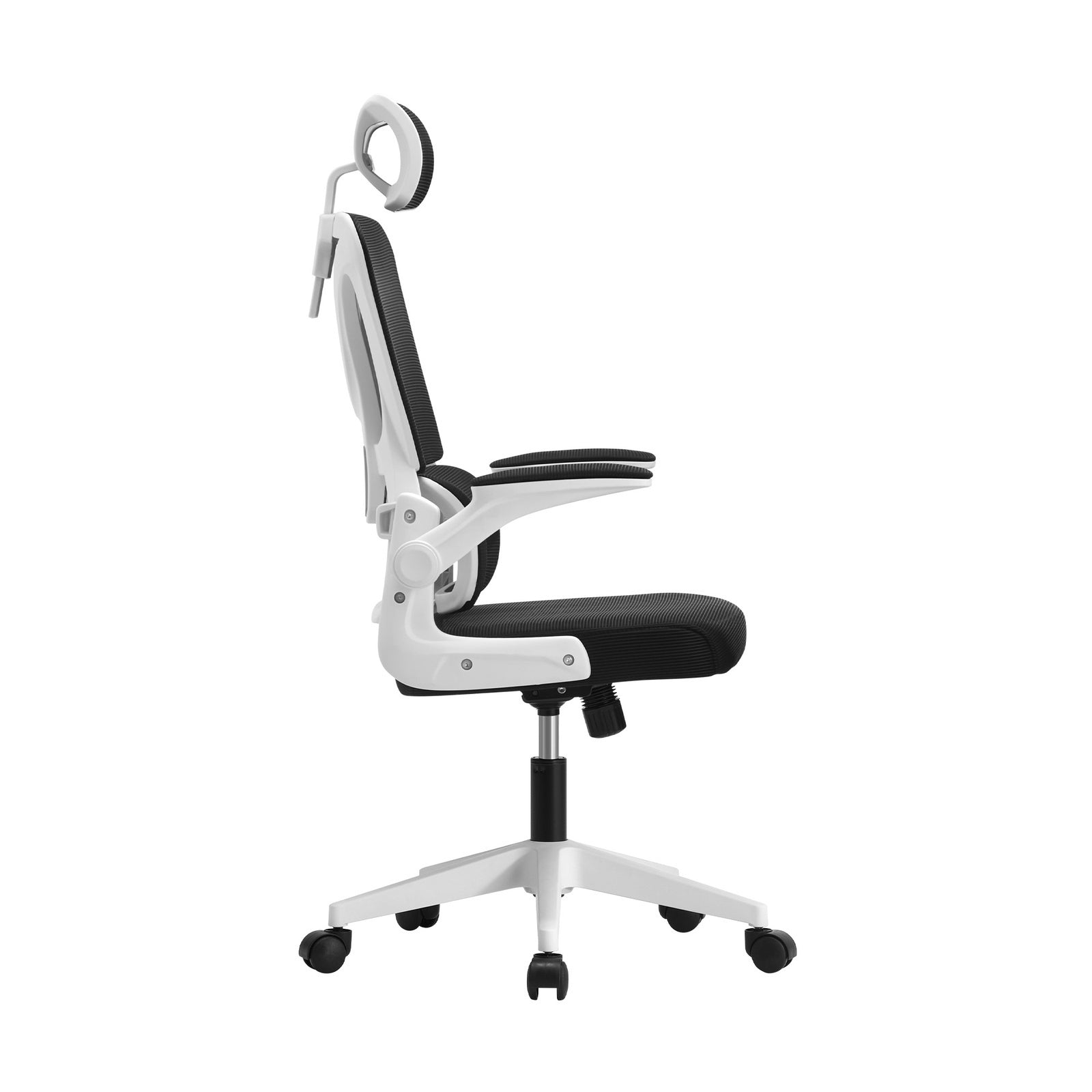 Oikiture Mesh Office Chair Adjustable Lumbar Support Reclining D-Shape WH&BK - Sunyee