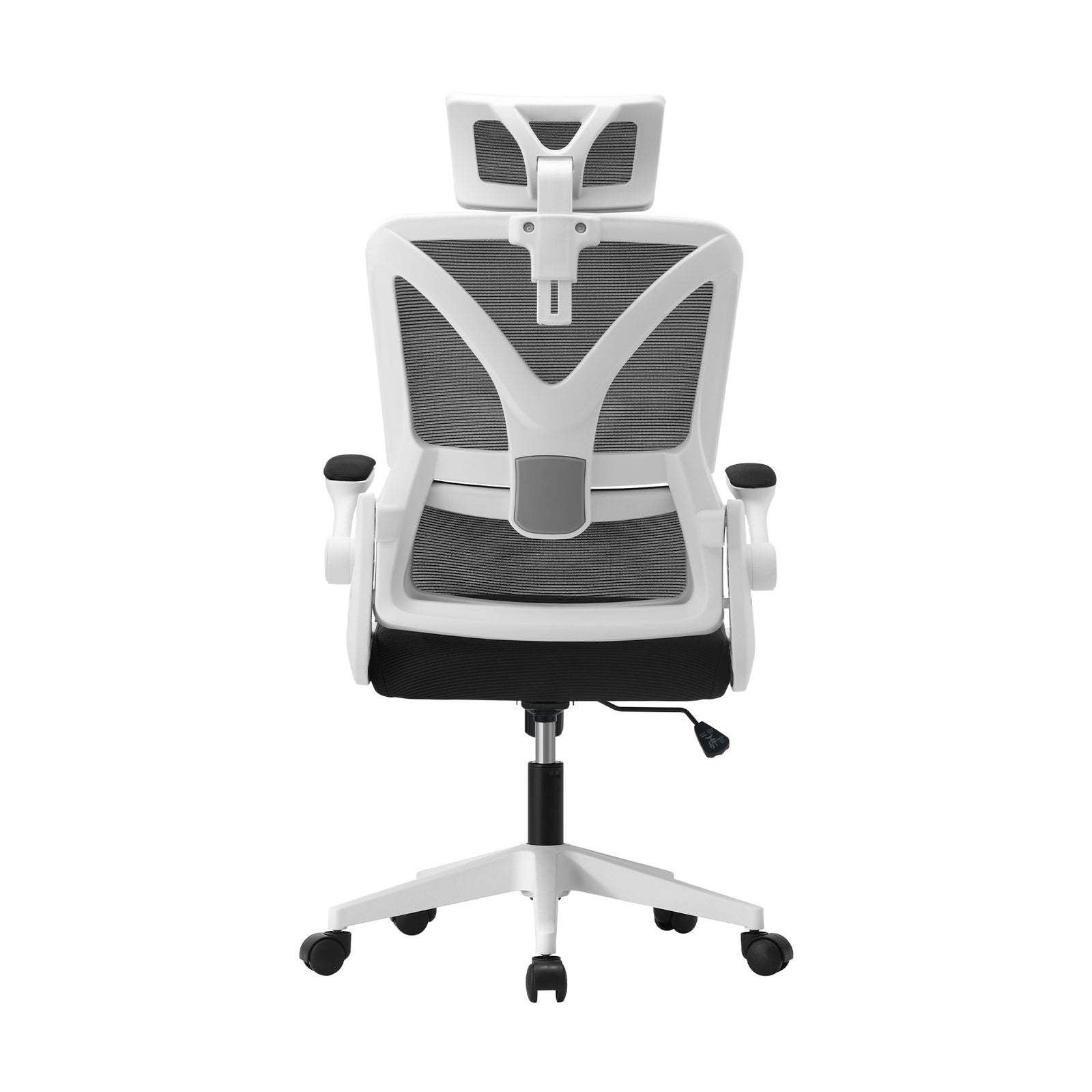 Oikiture Mesh Office Chair Adjustable Lumbar Support Reclining D-Shape WH&BK - Sunyee