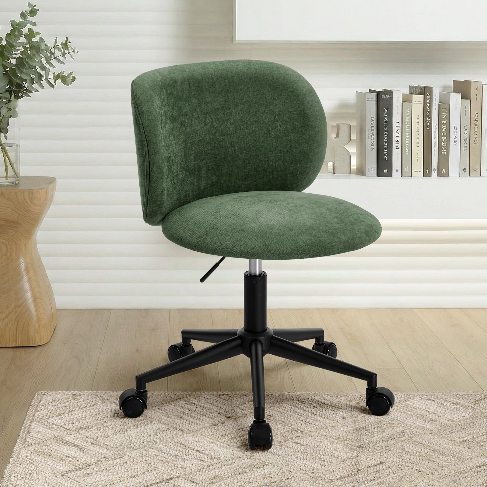 Oikiture Office Chair Armless Mid Back Swivel Ergonomic Chair Wheels Green - Sunyee