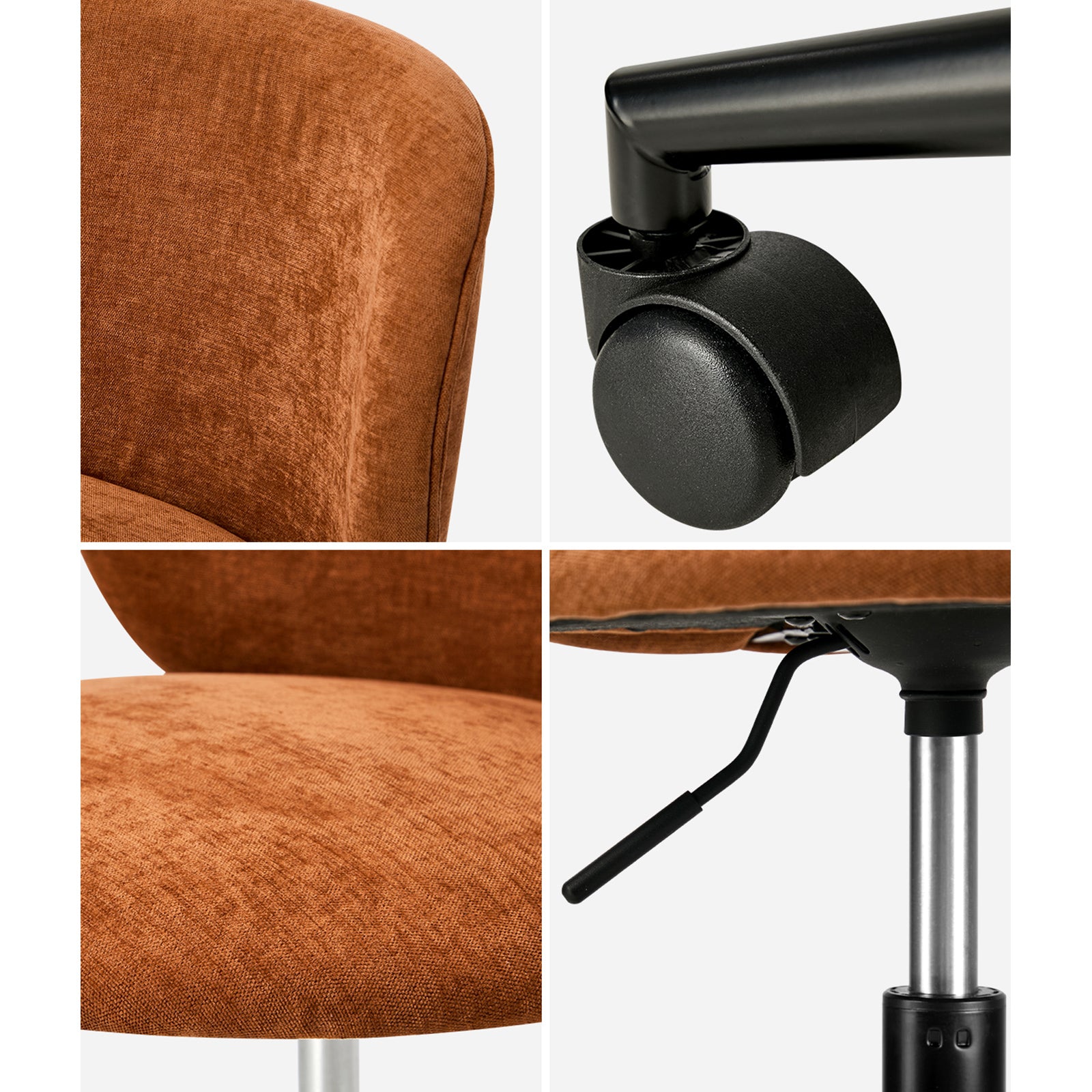 Oikiture Office Chair Armless Mid Back Swivel Ergonomic Chair Wheels Orange - Sunyee
