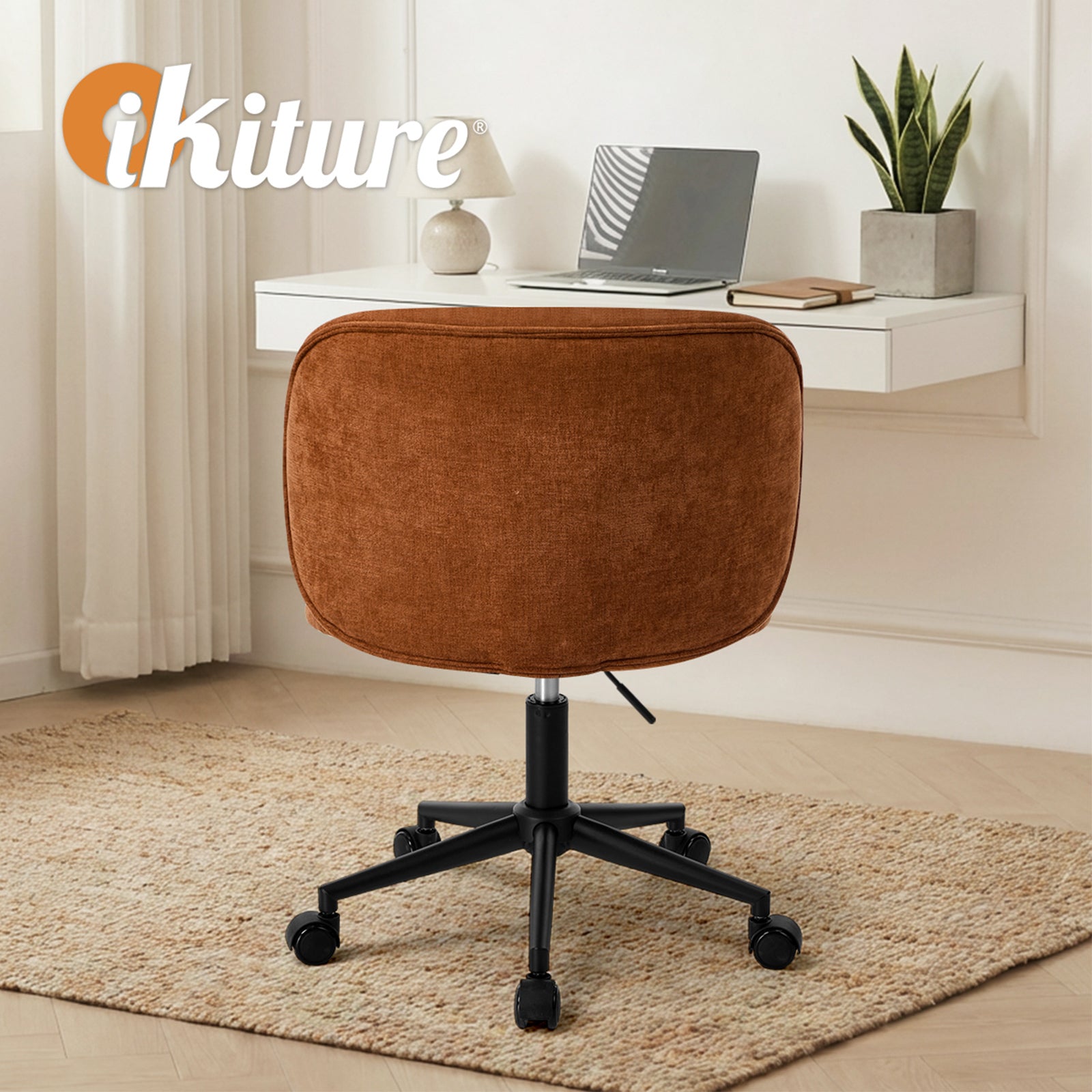 Oikiture Office Chair Armless Mid Back Swivel Ergonomic Chair Wheels Orange - Sunyee