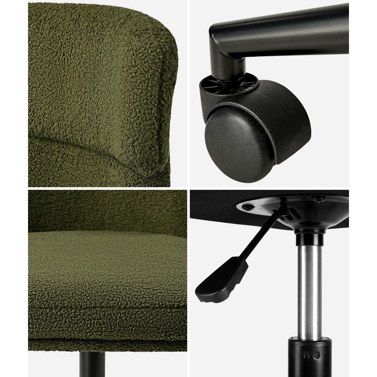 Oikiture Armless Office Chair Mid Back Computer Desk Chair Wheels Fabric Green - Sunyee