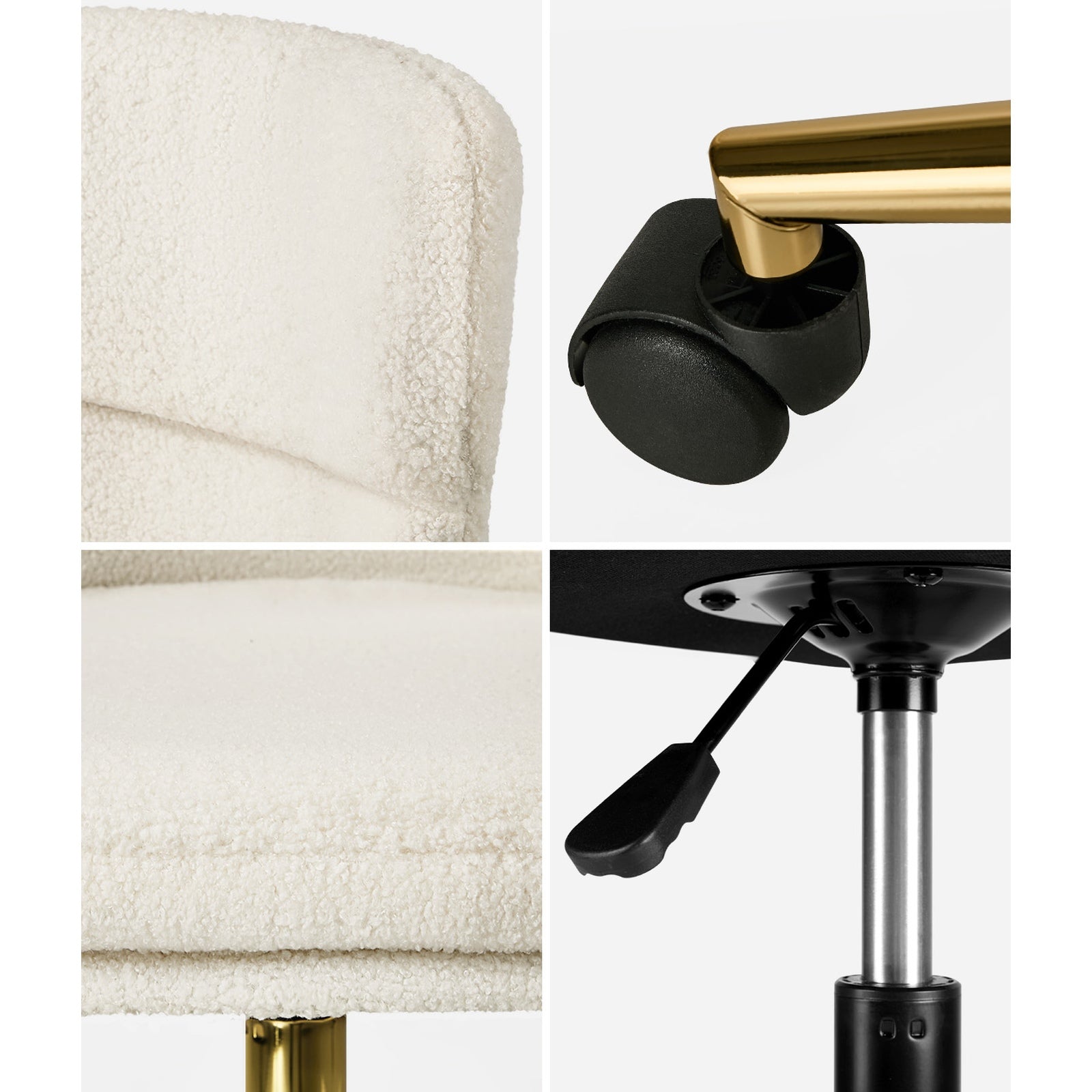 Oikiture Armless Office Chair Mid Back Computer Desk Chair Wheels Fabric White - Sunyee