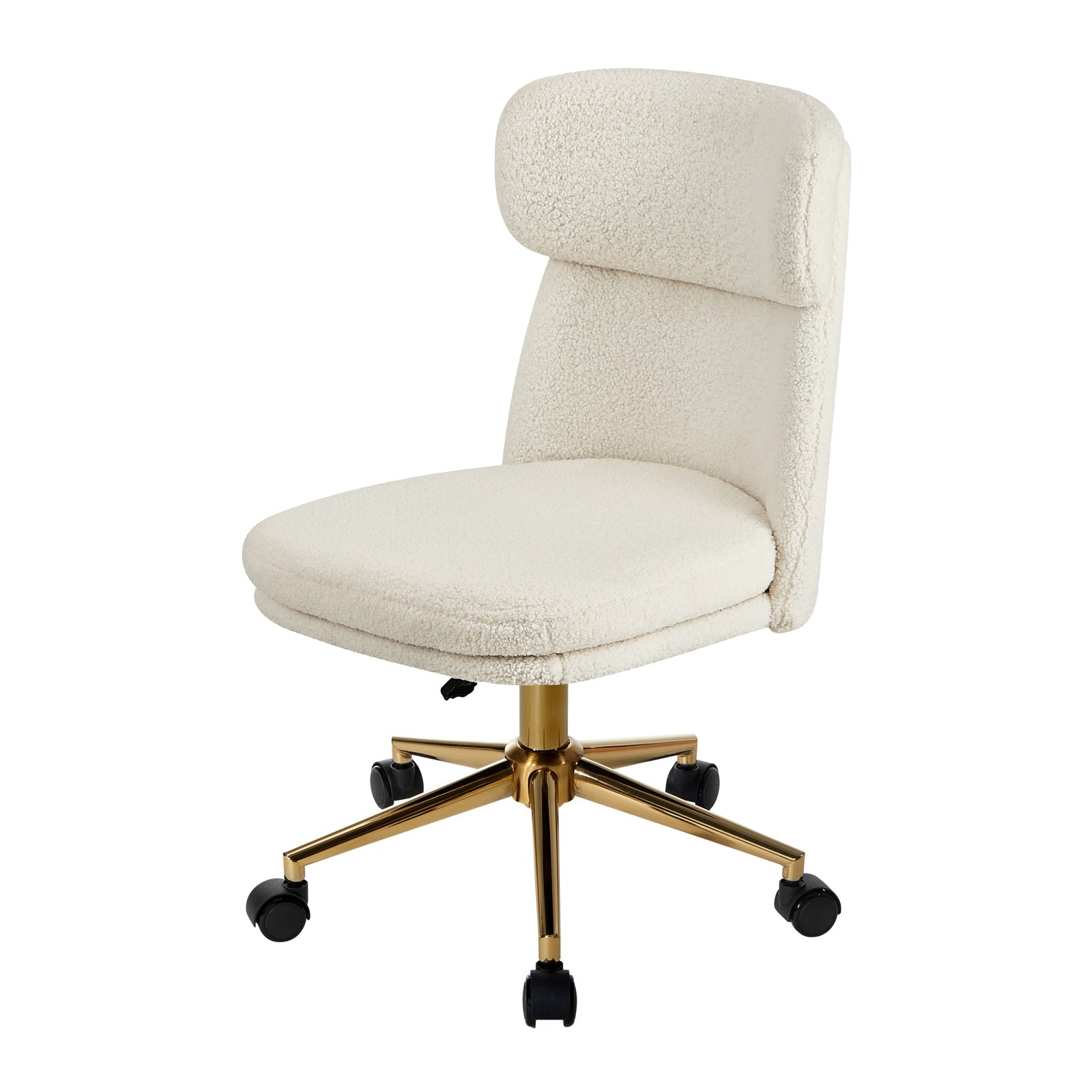 Oikiture Armless Office Chair Mid Back Computer Desk Chair Wheels Fabric White - Sunyee