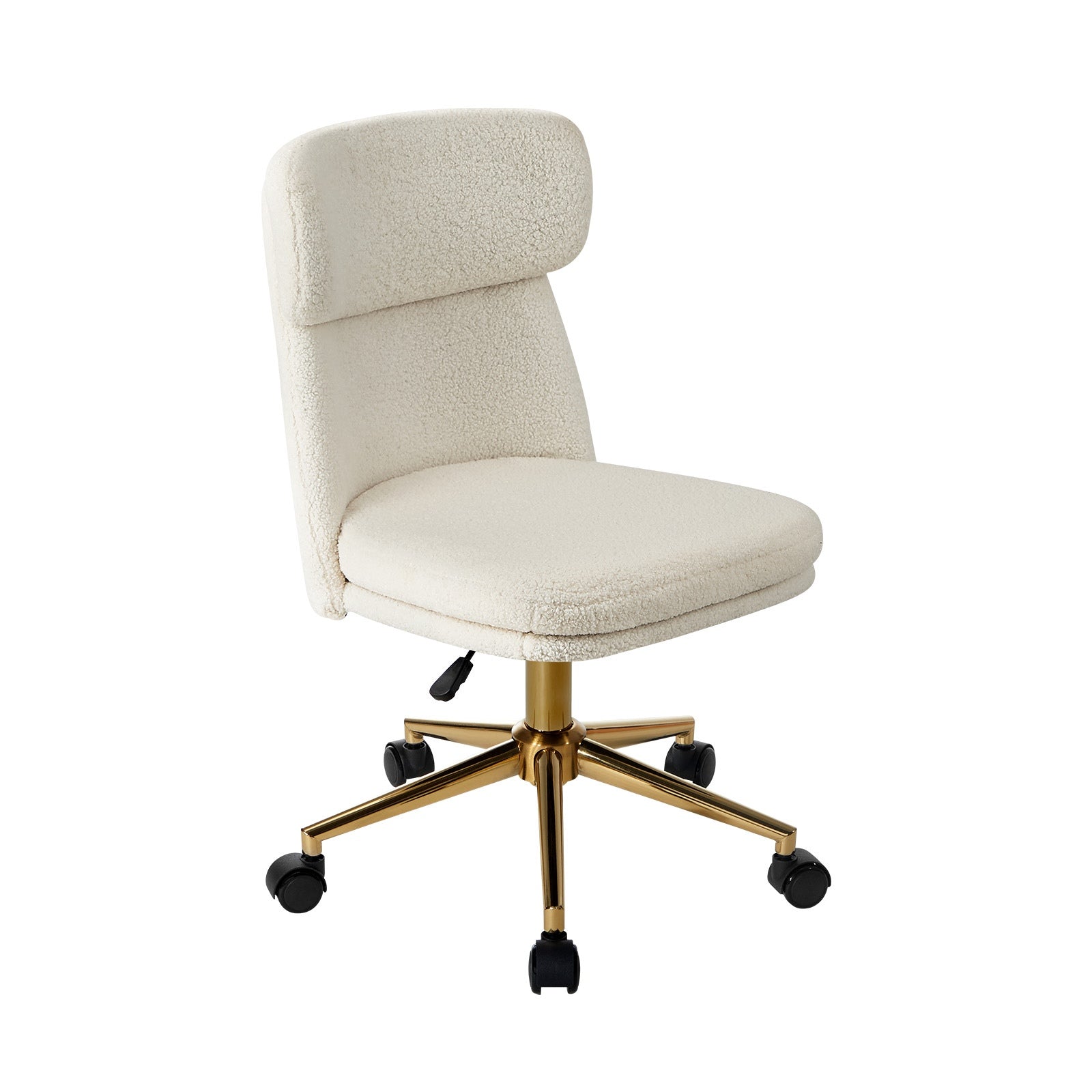 Oikiture Armless Office Chair Mid Back Computer Desk Chair Wheels Fabric White - Sunyee