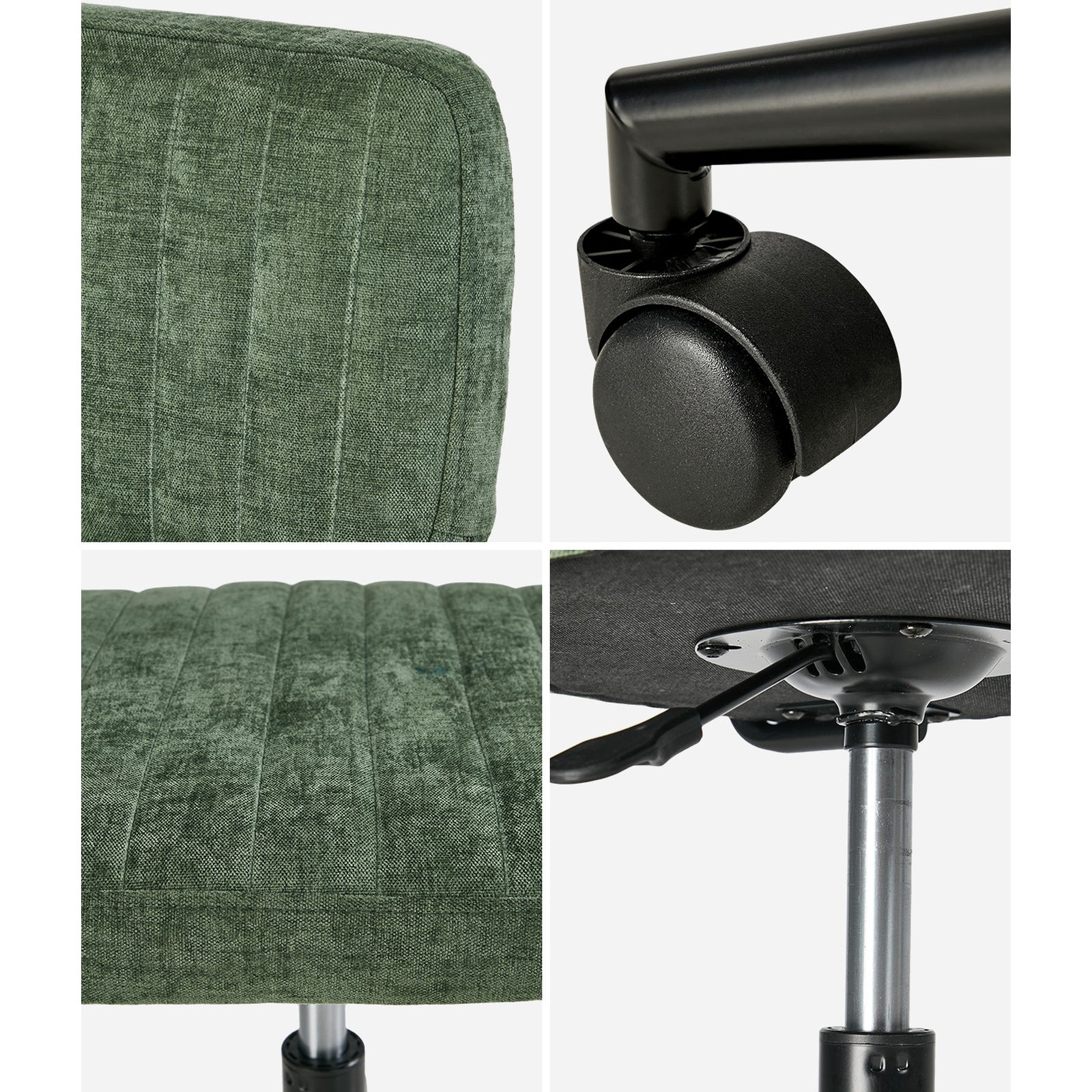 Oikiture Mid Back Armless Office Chair Swivel Computer Seat Polyester Green