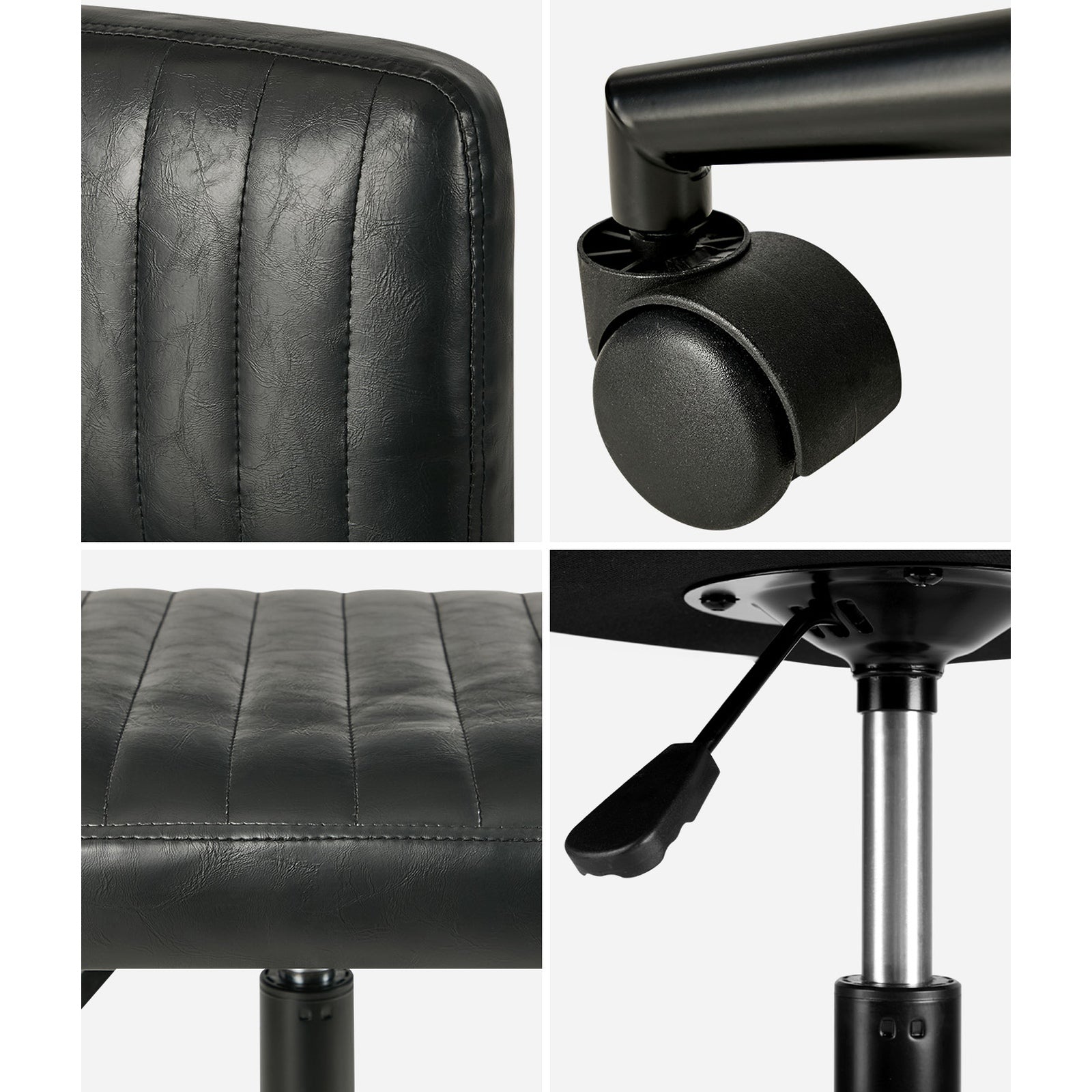 Oikiture Mid Back Armless Office Chair Swivel Computer Gaming Seat Leather Black - Sunyee